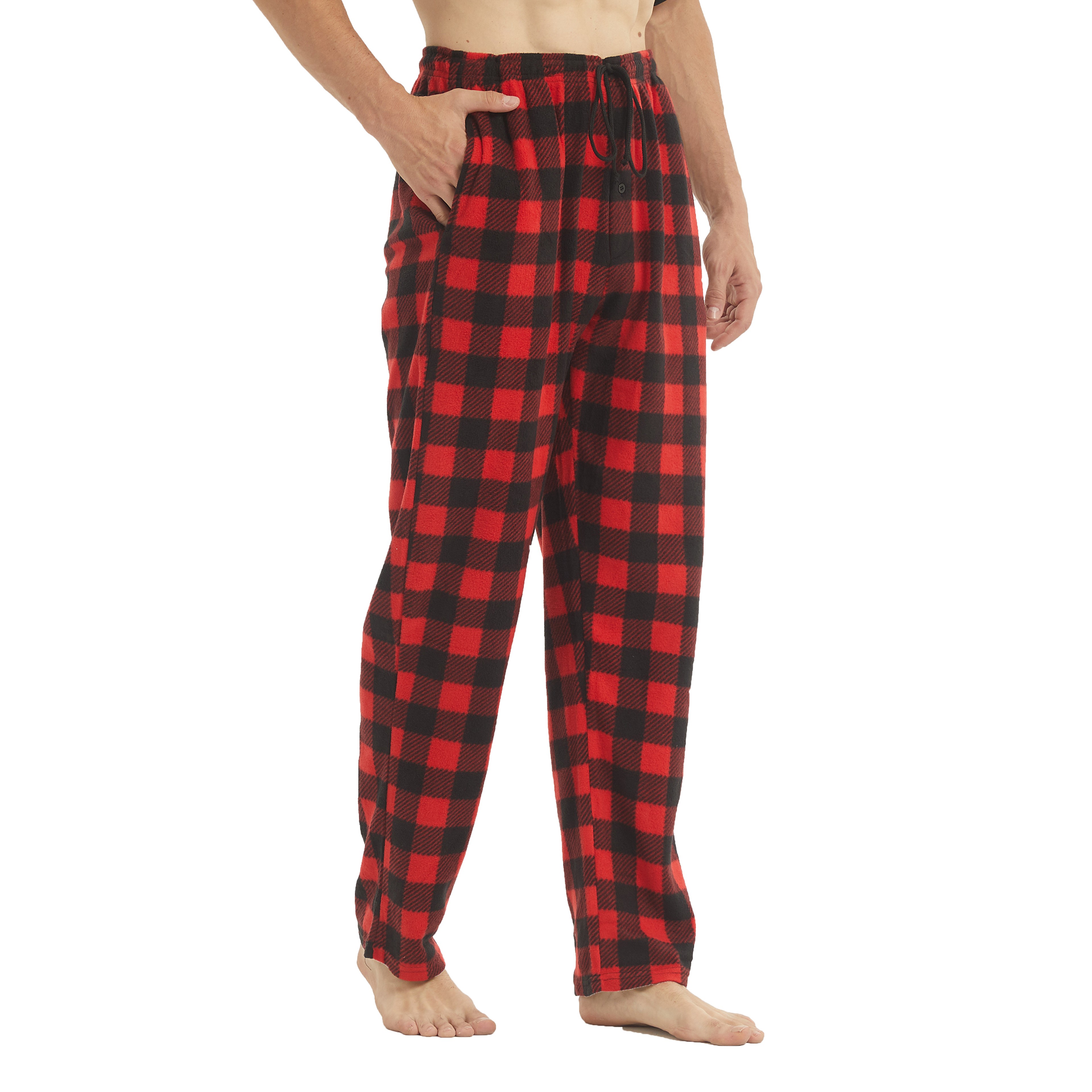 Men's Fleece Pajama Pants, 2 Pack Plaid Sleep Pants, with Pockets, Soft Warm Loungewear – view 4