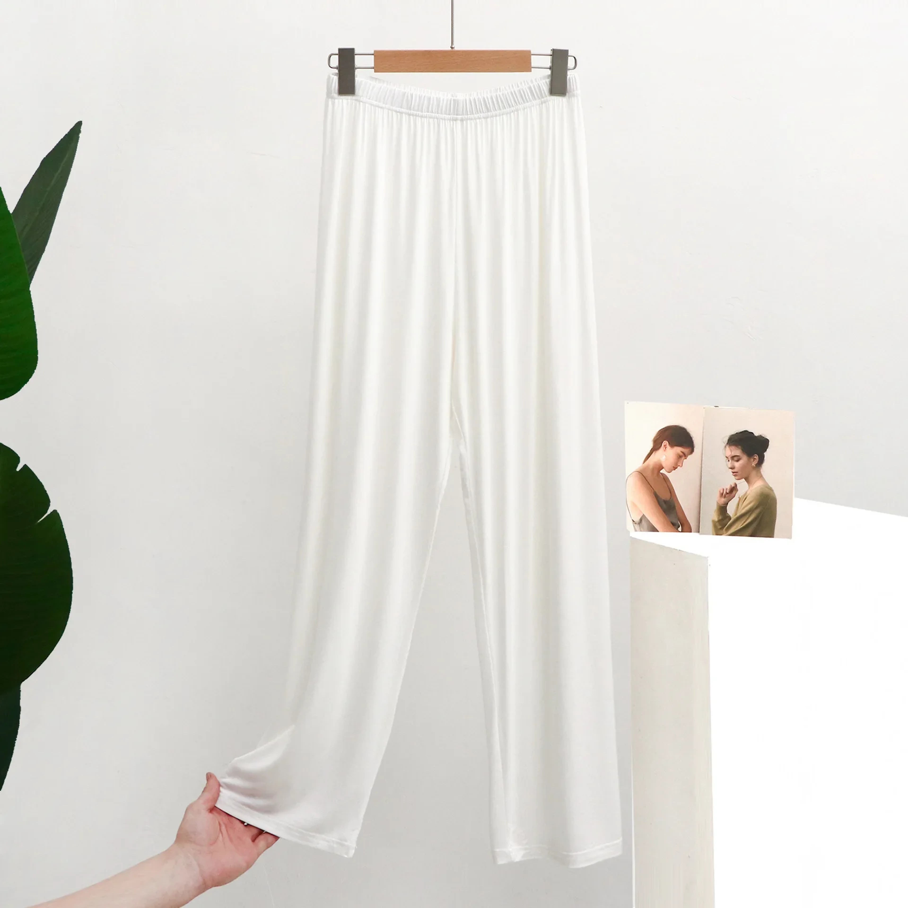 Soft Modal Pajama Pants for Women, Mosquito Proof Sleepwear, Relaxed Fit Thin Homewear, Smooth Draping Long Pants – view 10