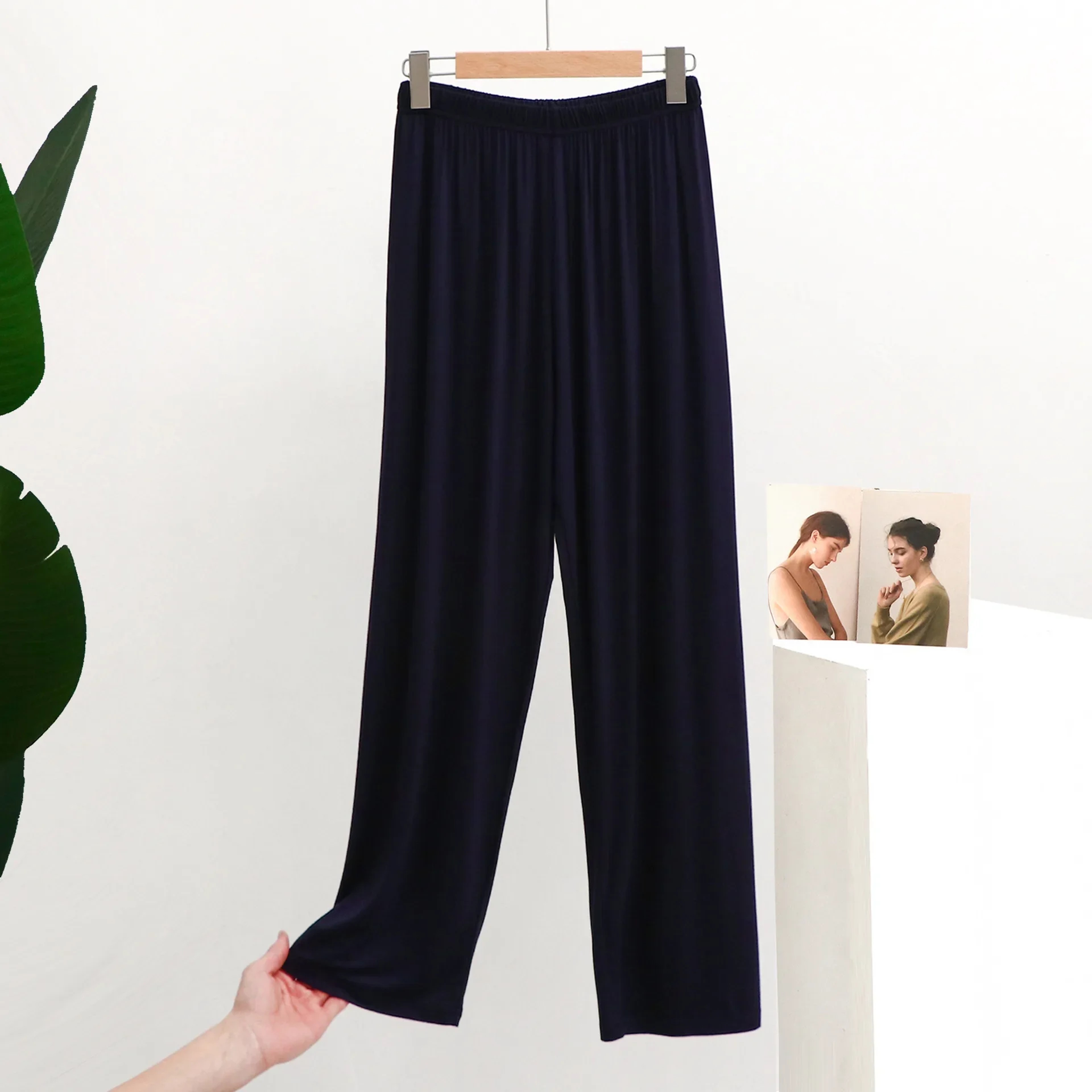 Soft Modal Pajama Pants for Women, Mosquito Proof Sleepwear, Relaxed Fit Thin Homewear, Smooth Draping Long Pants – view 14