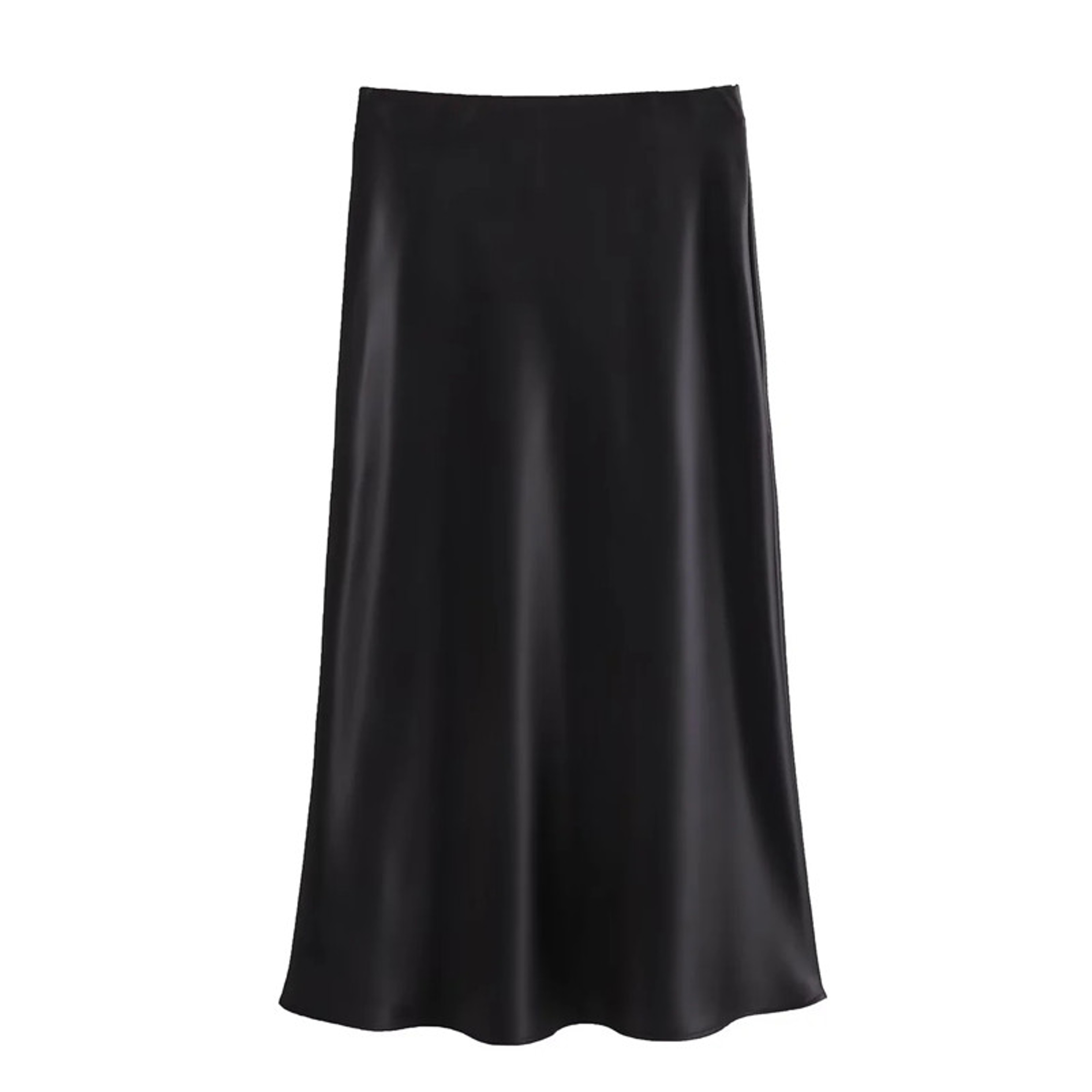 Elegant 2025 High Waist Satin Skirt for Women, Long Midi Skirt, Office Wear, Summer Black Skirt – view 8