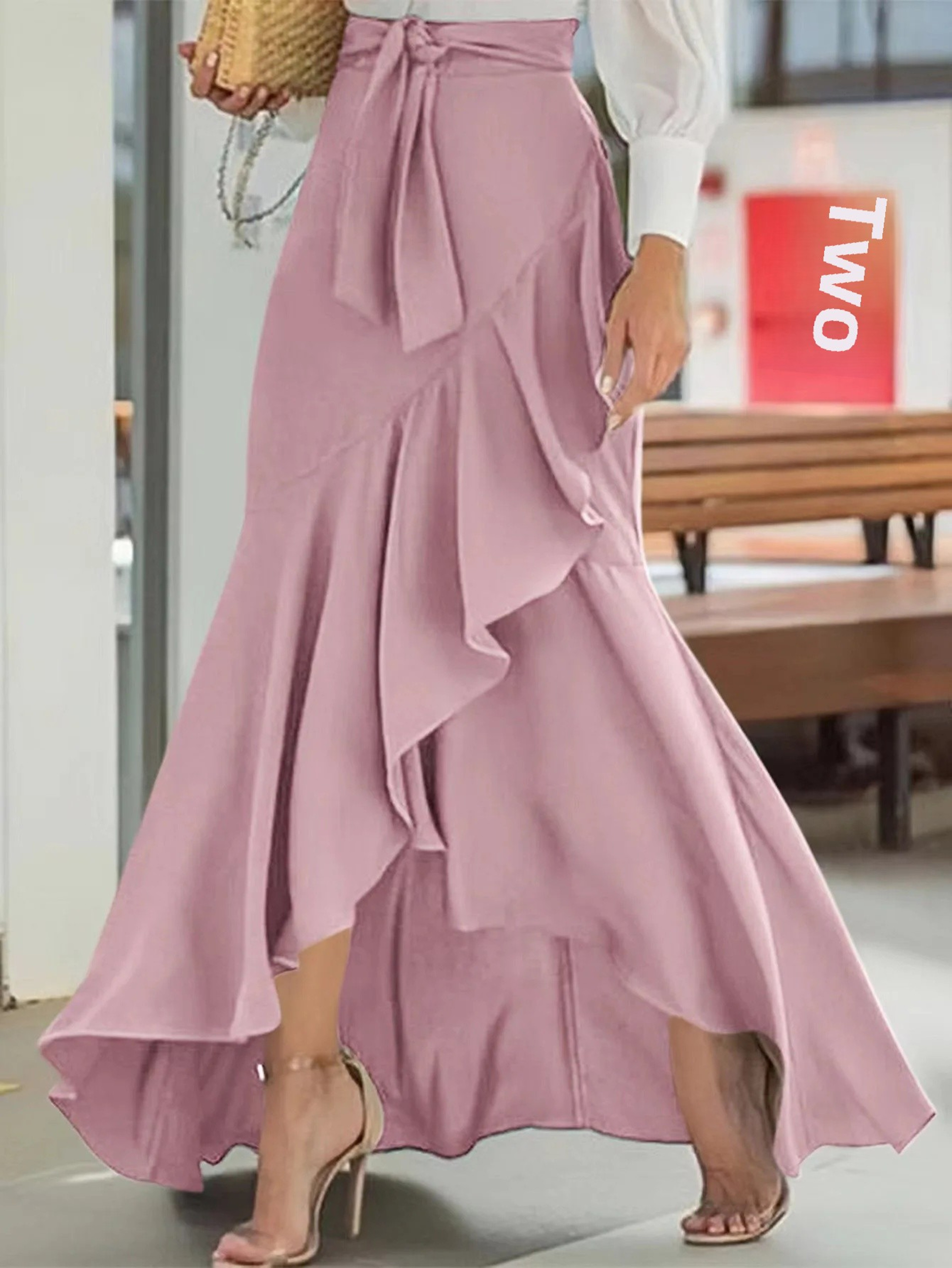 Elegant Fish Tail Skirt, High Waist Design with Lace Decoration, Women's Irregular Hem Fashion – view 6