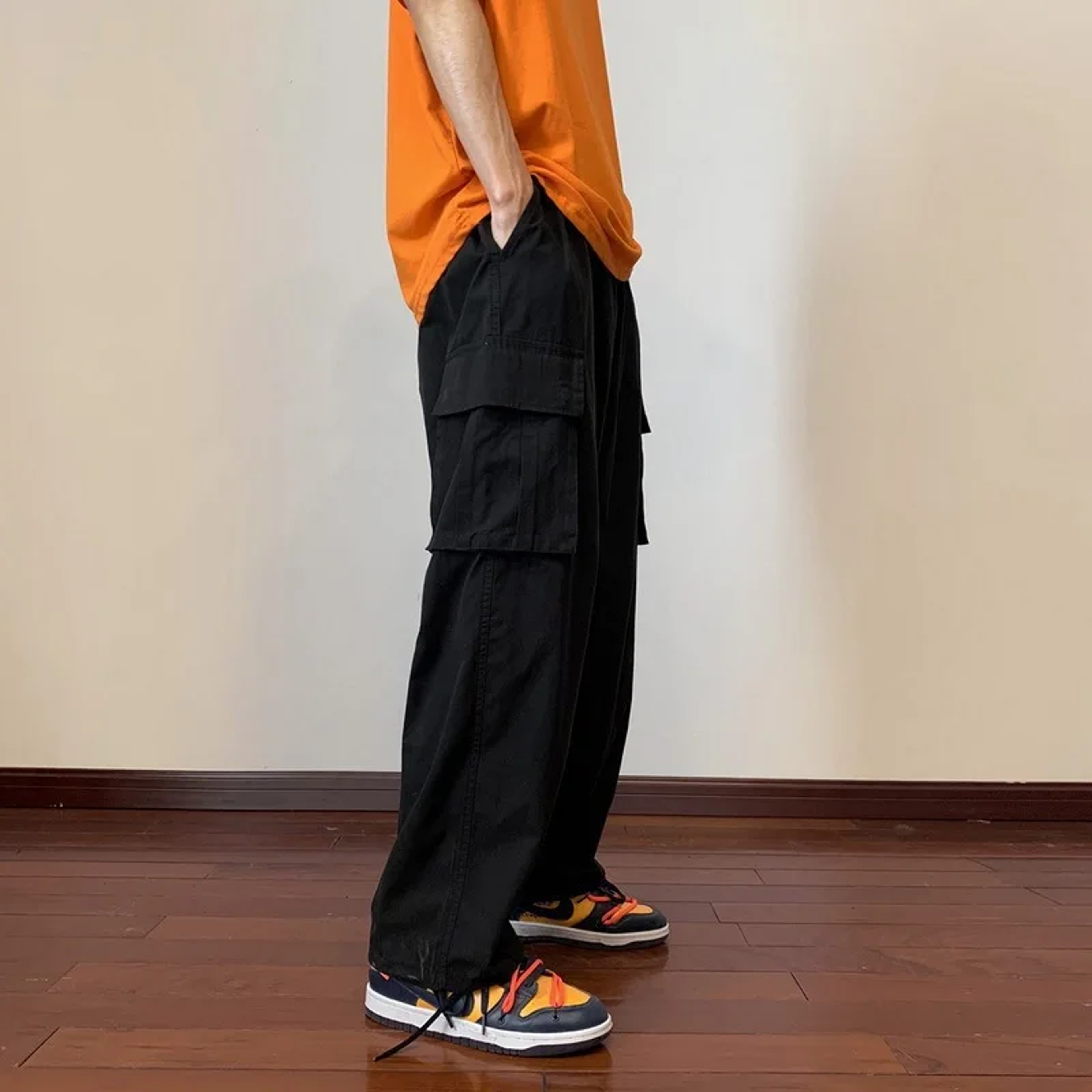 Cargo Pants, Military Green, Vintage Oversize Men's Pants, Heavy Straight Leg Casual Pants – view 7