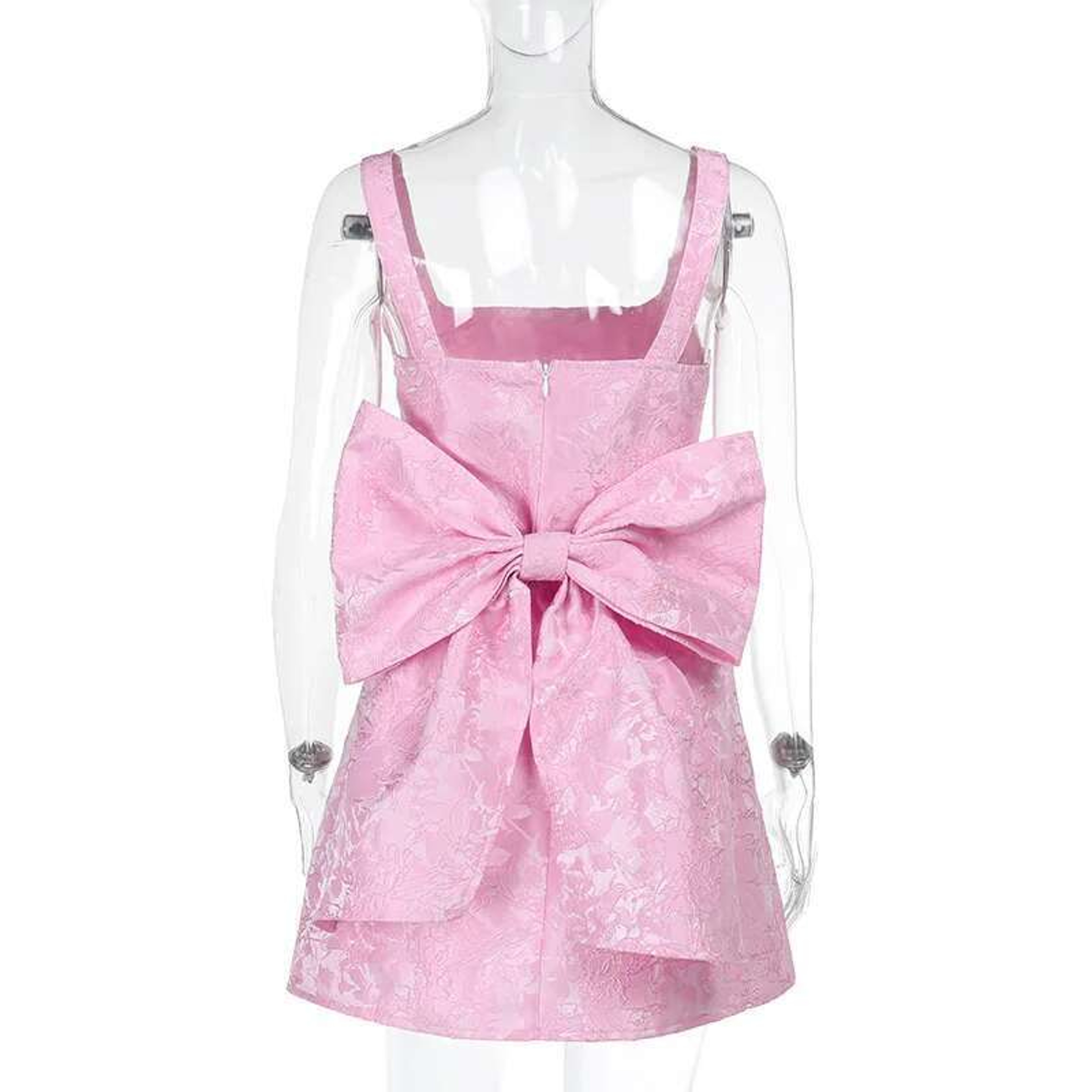 Women's Dress, Spring Summer Spaghetti Strap, Jacquard Waist Wrap A Line, Bow Detail, Nightclub Sexy Party – view 5