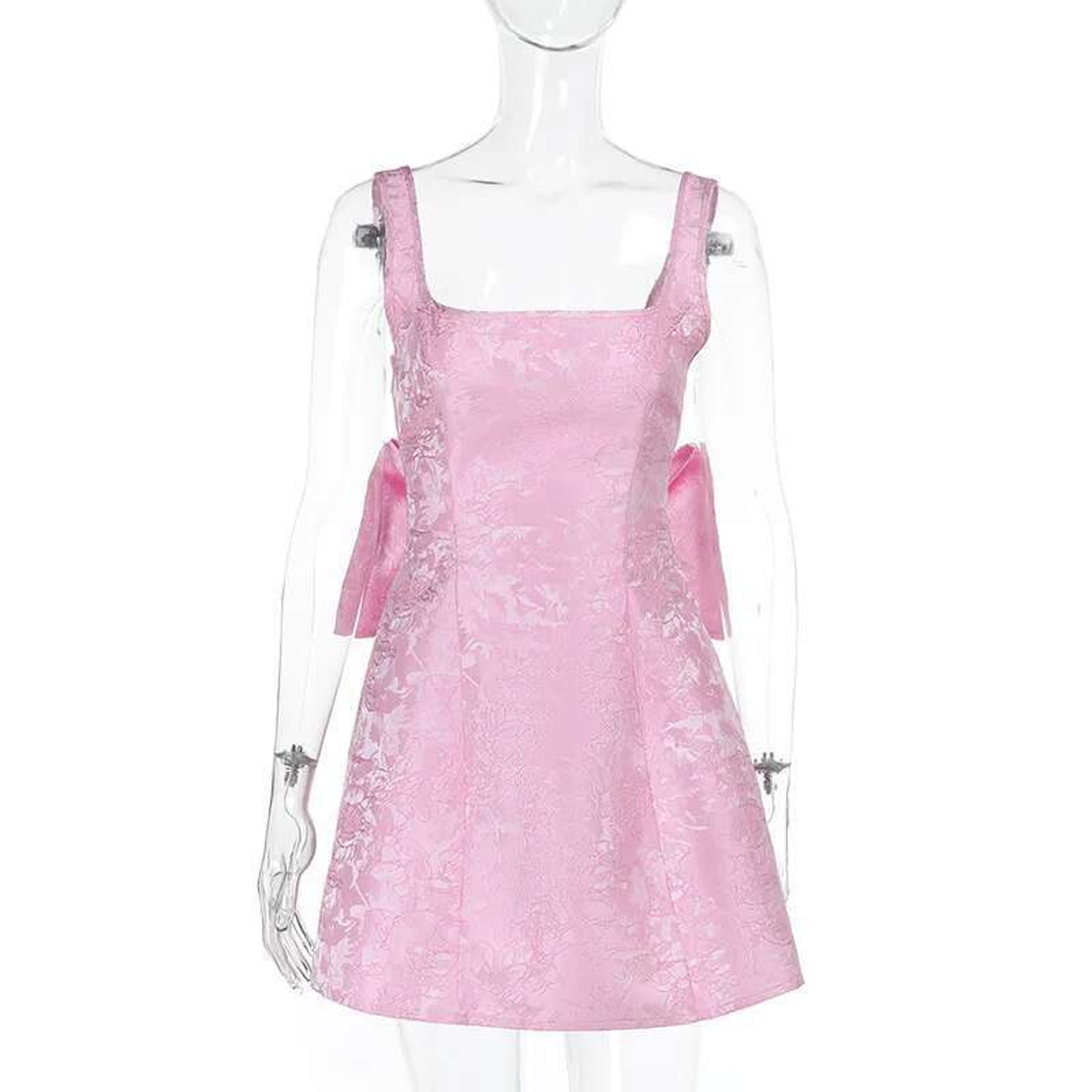 Women's Dress, Spring Summer Spaghetti Strap, Jacquard Waist Wrap A Line, Bow Detail, Nightclub Sexy Party – view 6