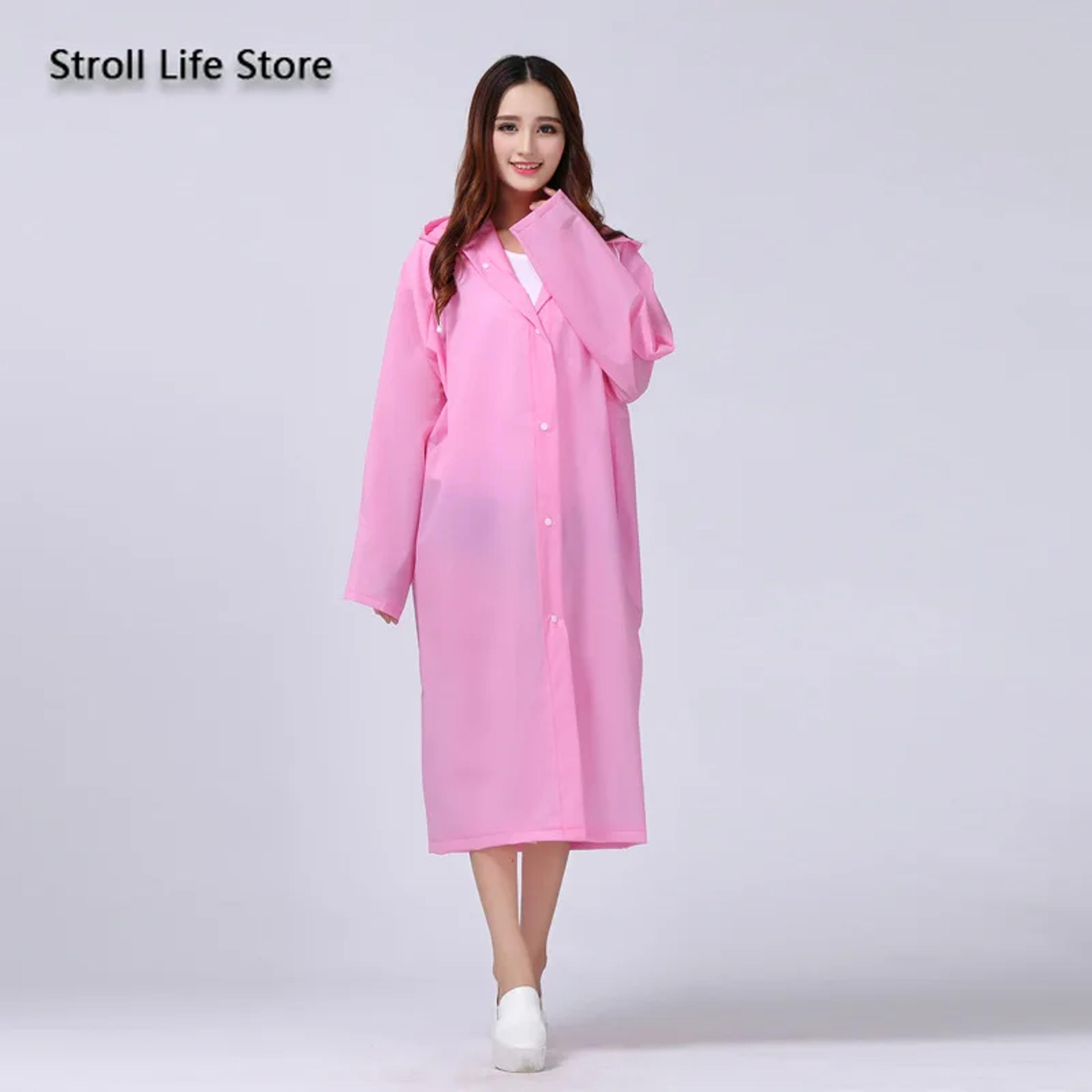 Women's Translucent Rain Poncho, Yellow Waterproof Raincoat, Outdoor Adult Rain Gear, Plastic Suit, Clear Rain Coat – view 3