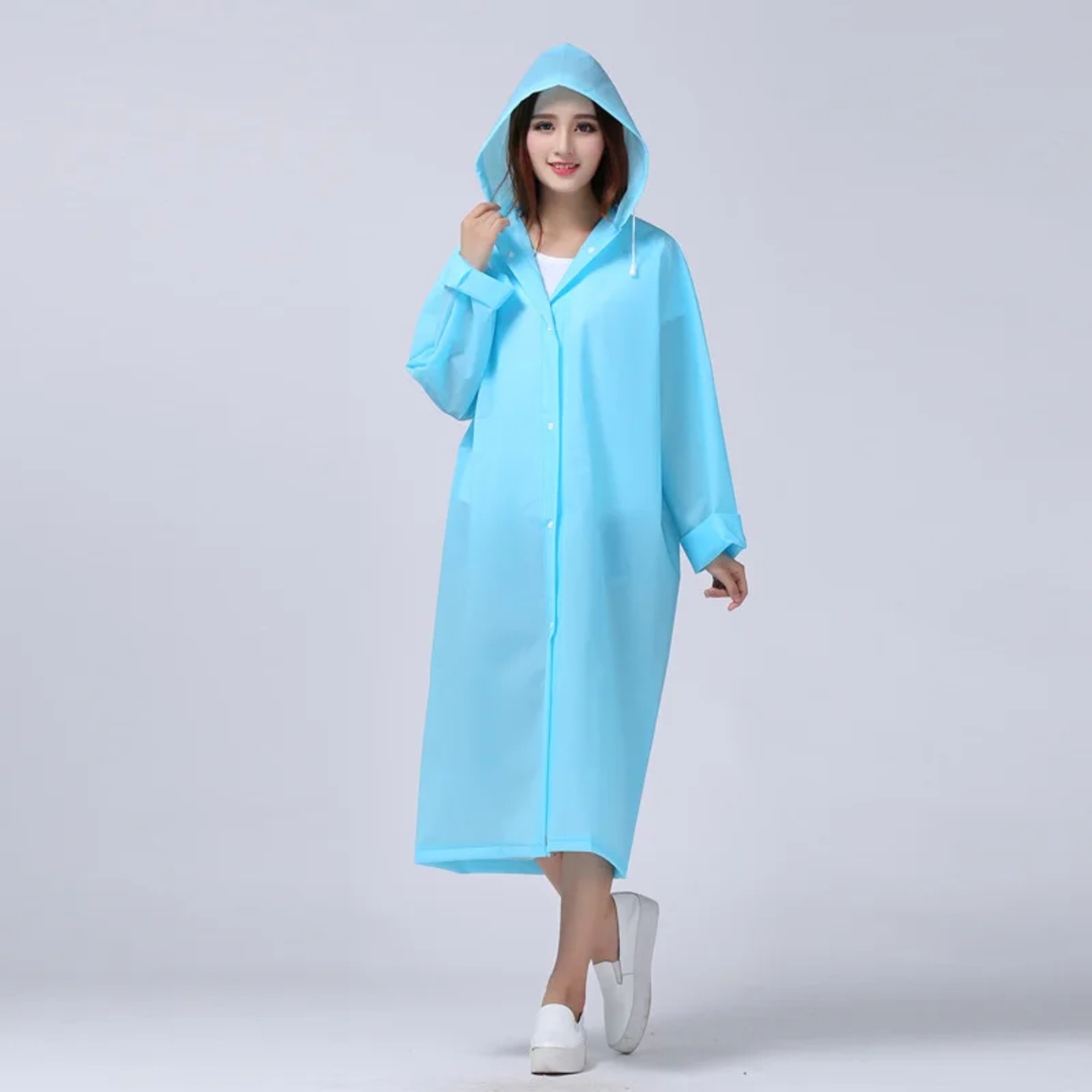 Women's Translucent Rain Poncho, Yellow Waterproof Raincoat, Outdoor Adult Rain Gear, Plastic Suit, Clear Rain Coat – view 7
