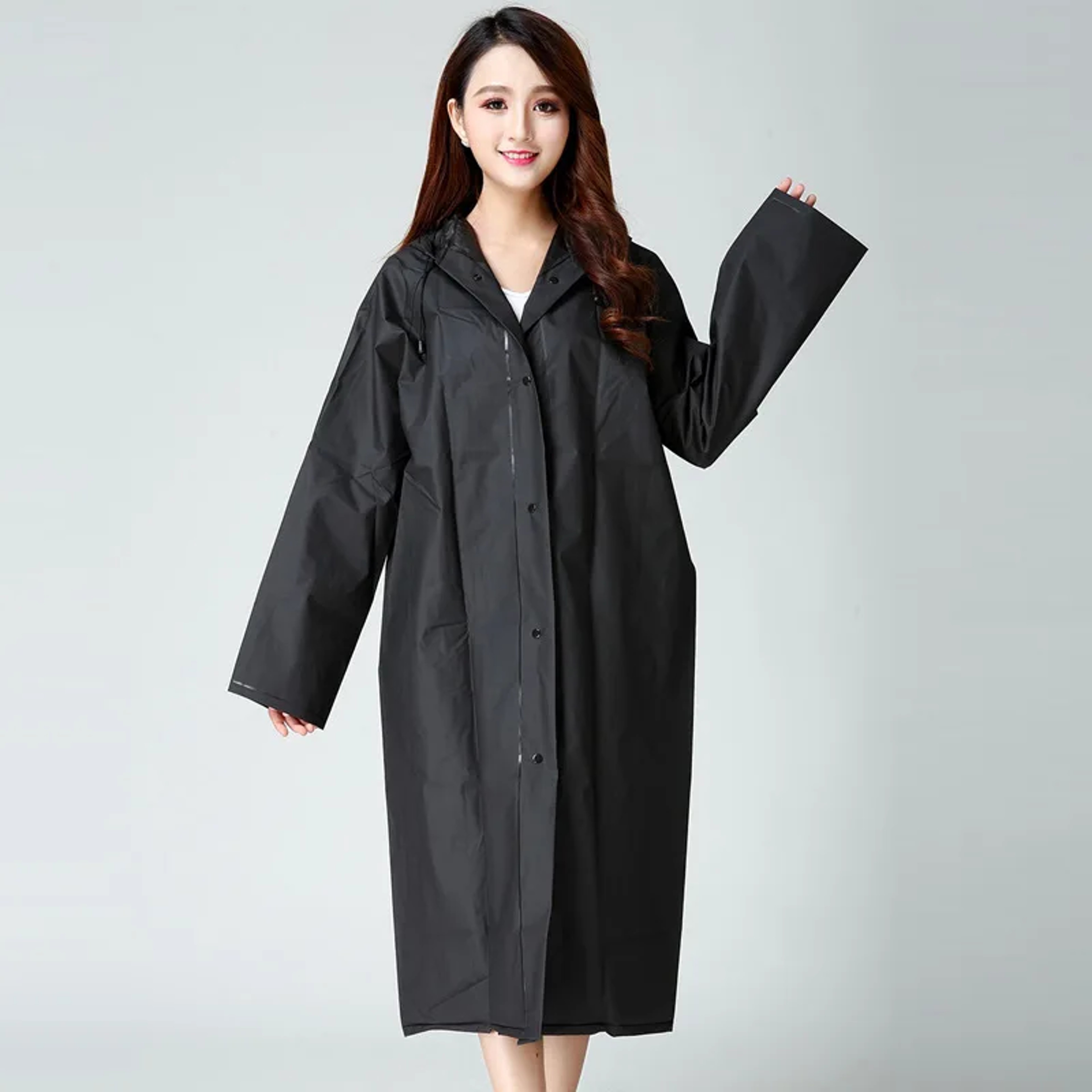 Women's Translucent Rain Poncho, Yellow Waterproof Raincoat, Outdoor Adult Rain Gear, Plastic Suit, Clear Rain Coat – view 8