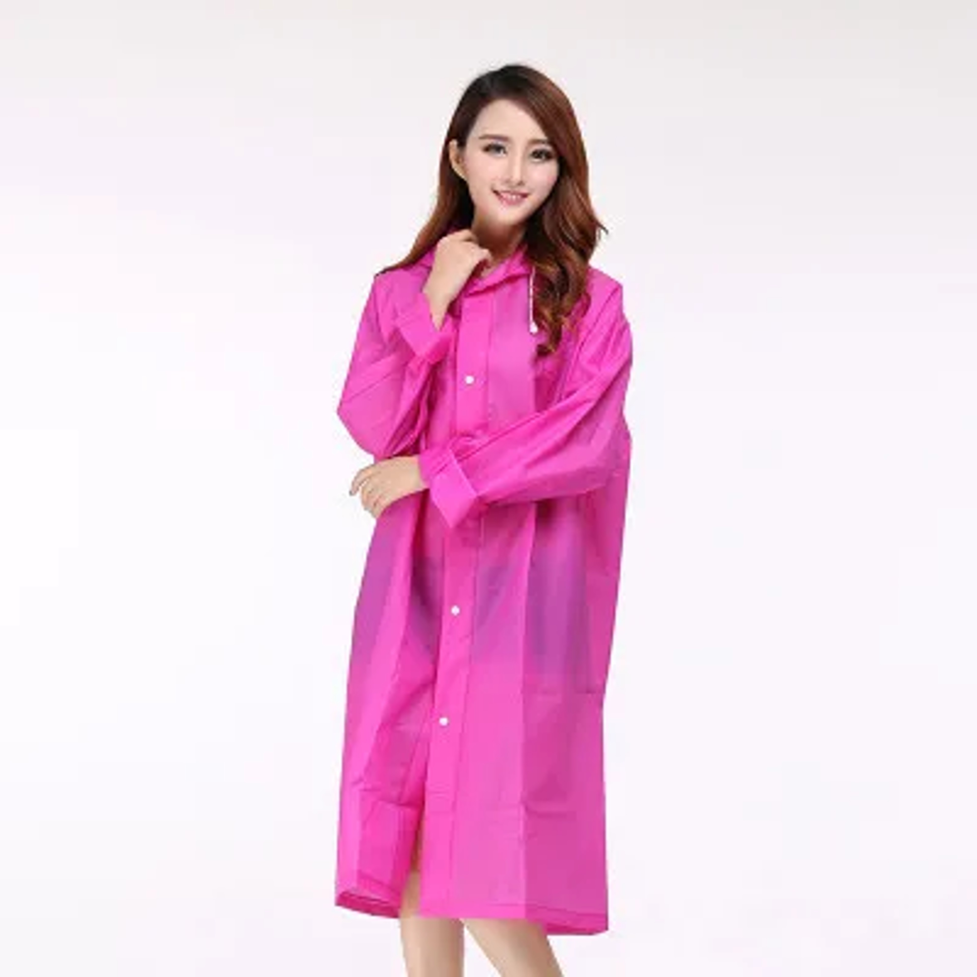 Women's Translucent Rain Poncho, Yellow Waterproof Raincoat, Outdoor Adult Rain Gear, Plastic Suit, Clear Rain Coat – view 10