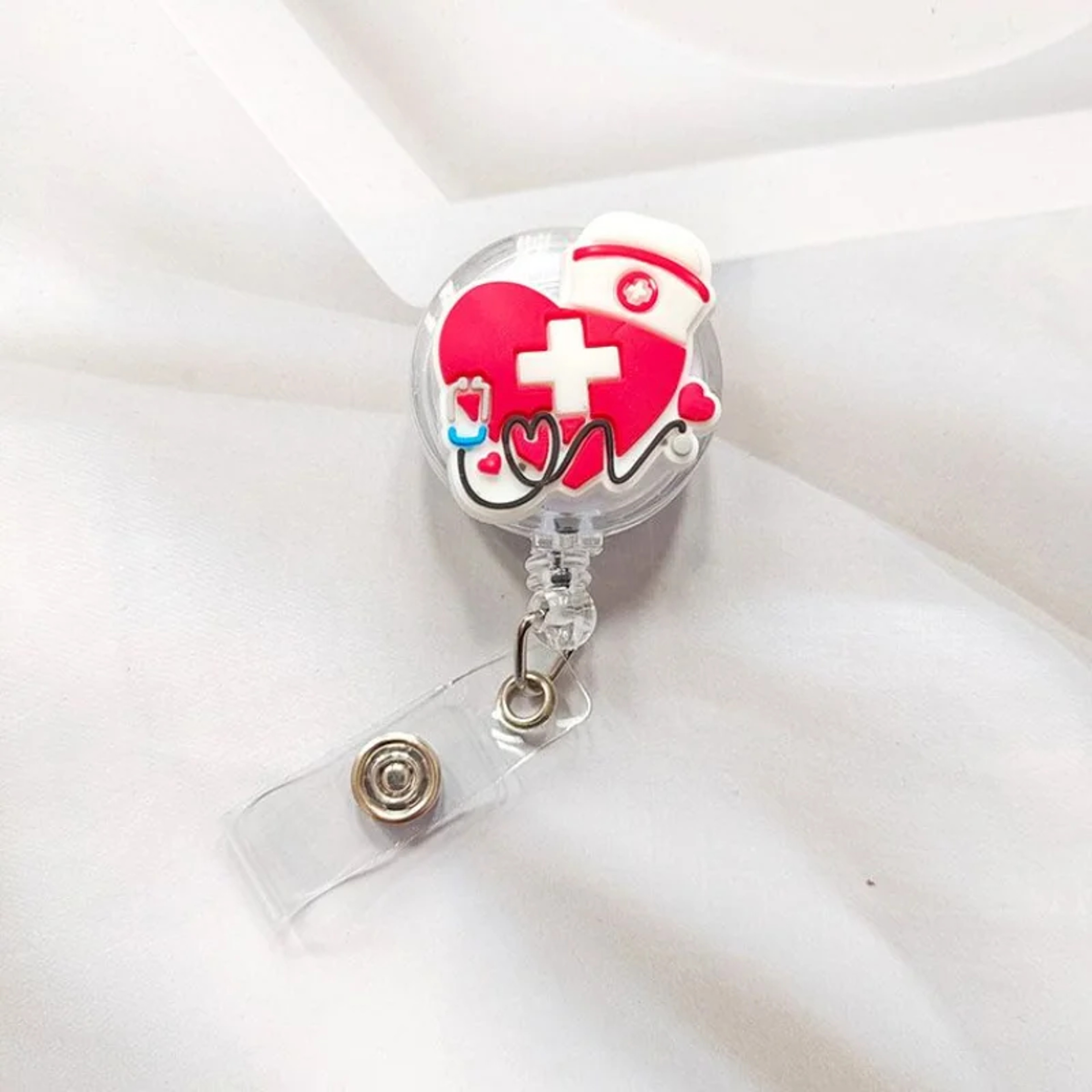 Creative Cartoon Nurse ID Badge Clip Retractable Reel Easy Pull Clip Set For Medical Professionals  3