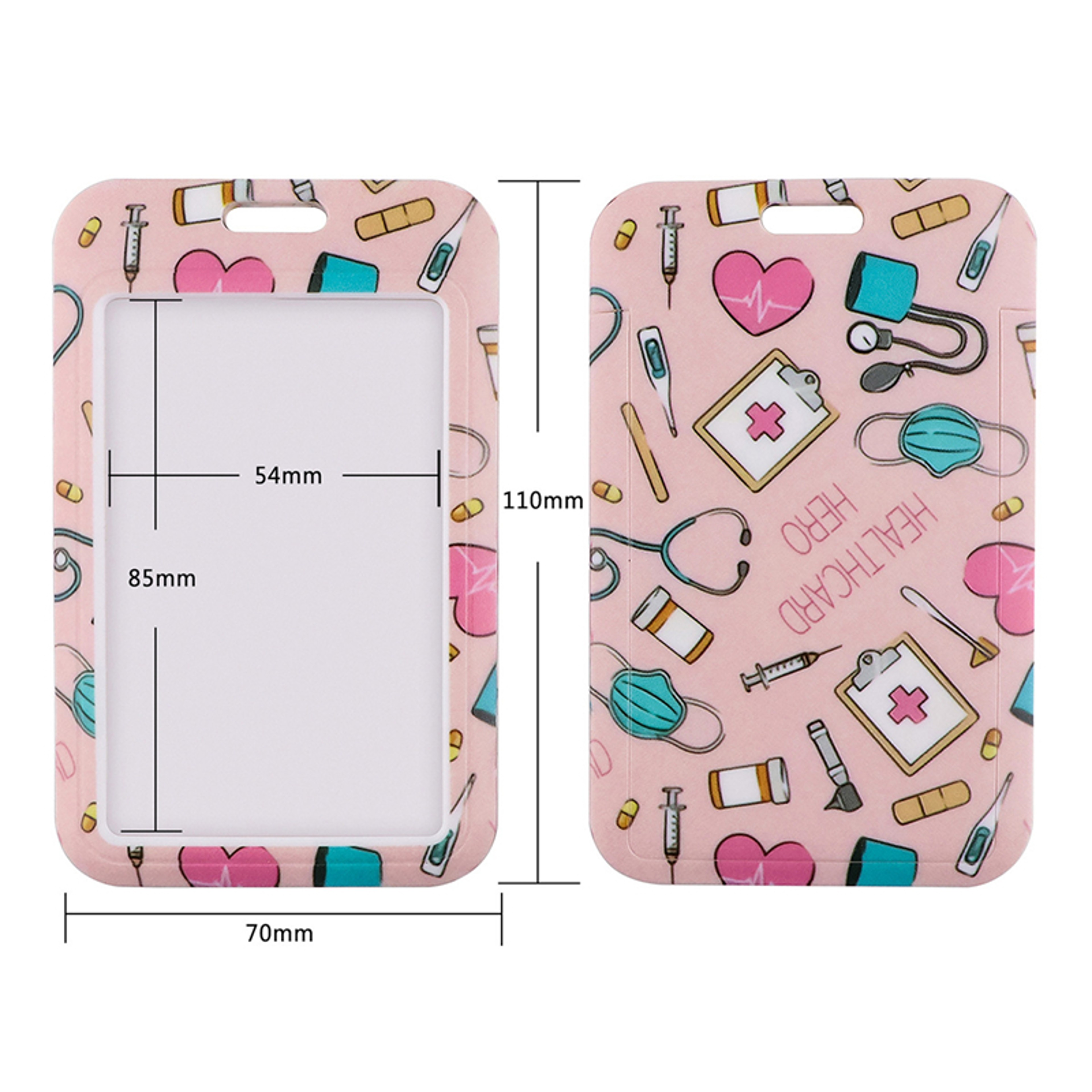 Pink Credit Card Holder, Nurse ID Badge Holder with Lanyard, Doctor, Student, Travel, Business Card Cover – view 3