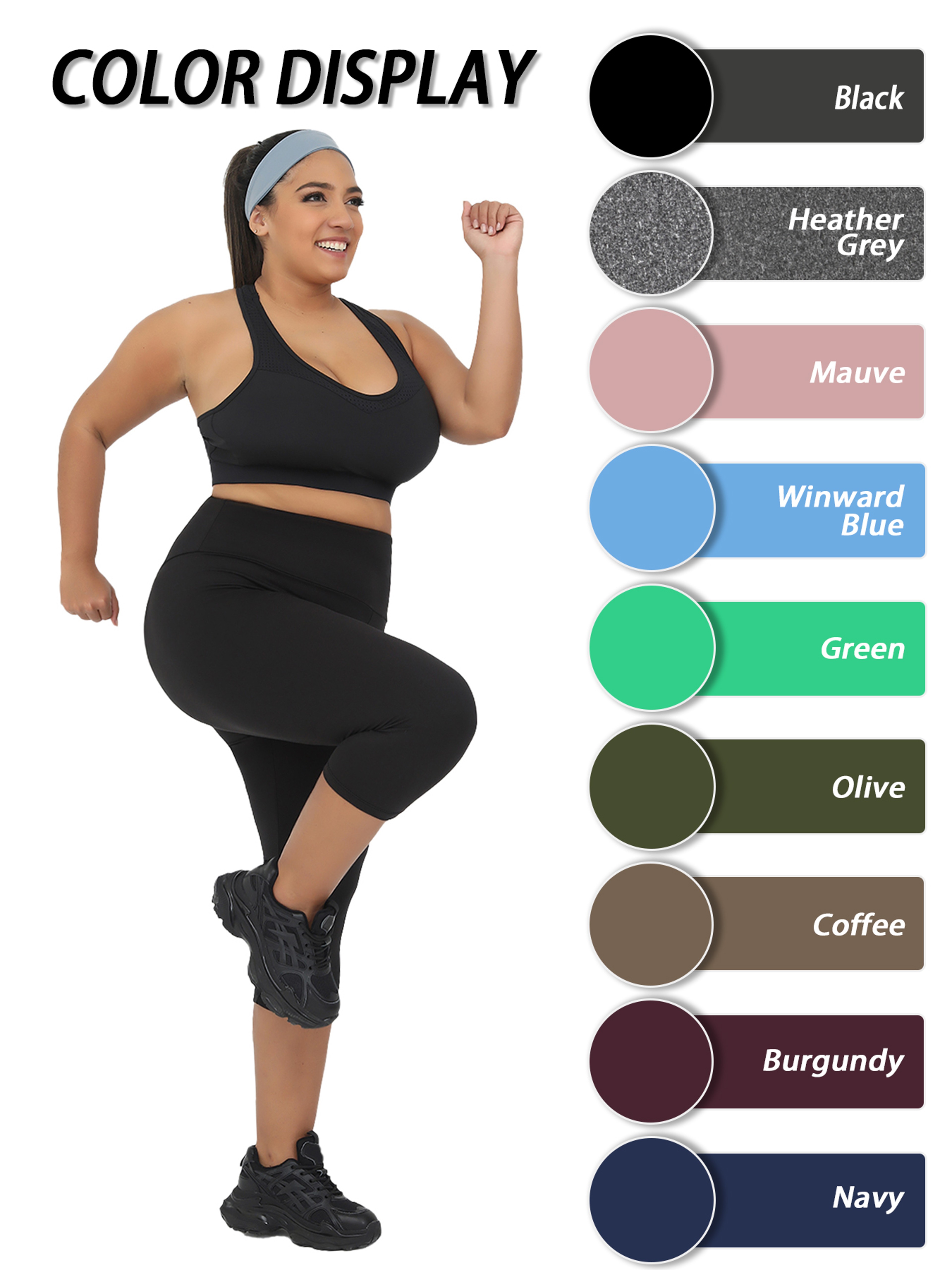 Super Soft Plus Size Leggings for Women, High Waisted Tummy Control, Yoga Capri Pants for Workout Running – view 4