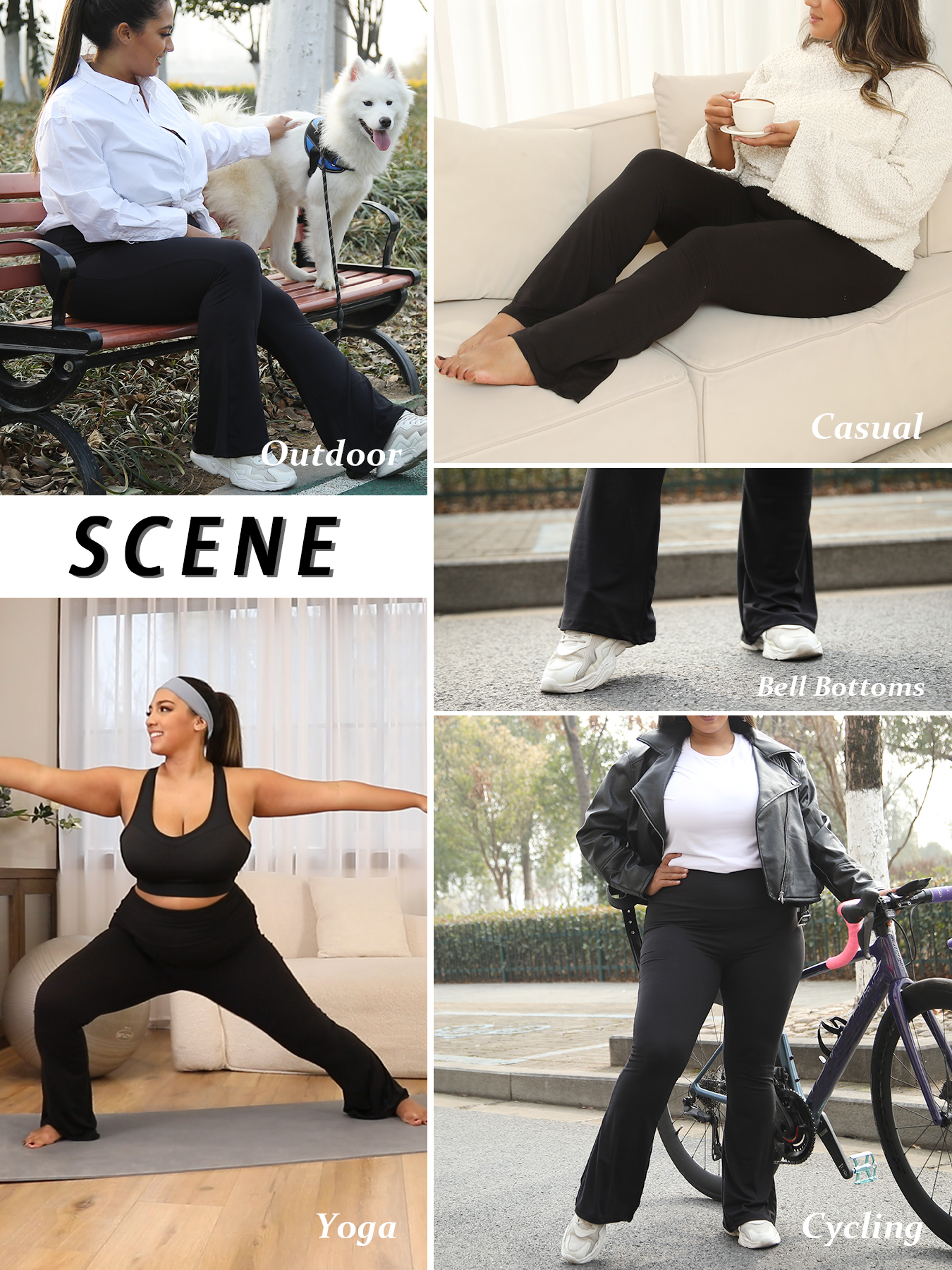 Super Soft Plus Size Flare Pants, High Waisted Tummy Control Leggings, Bootleg Bell Bottoms for Running – view 4