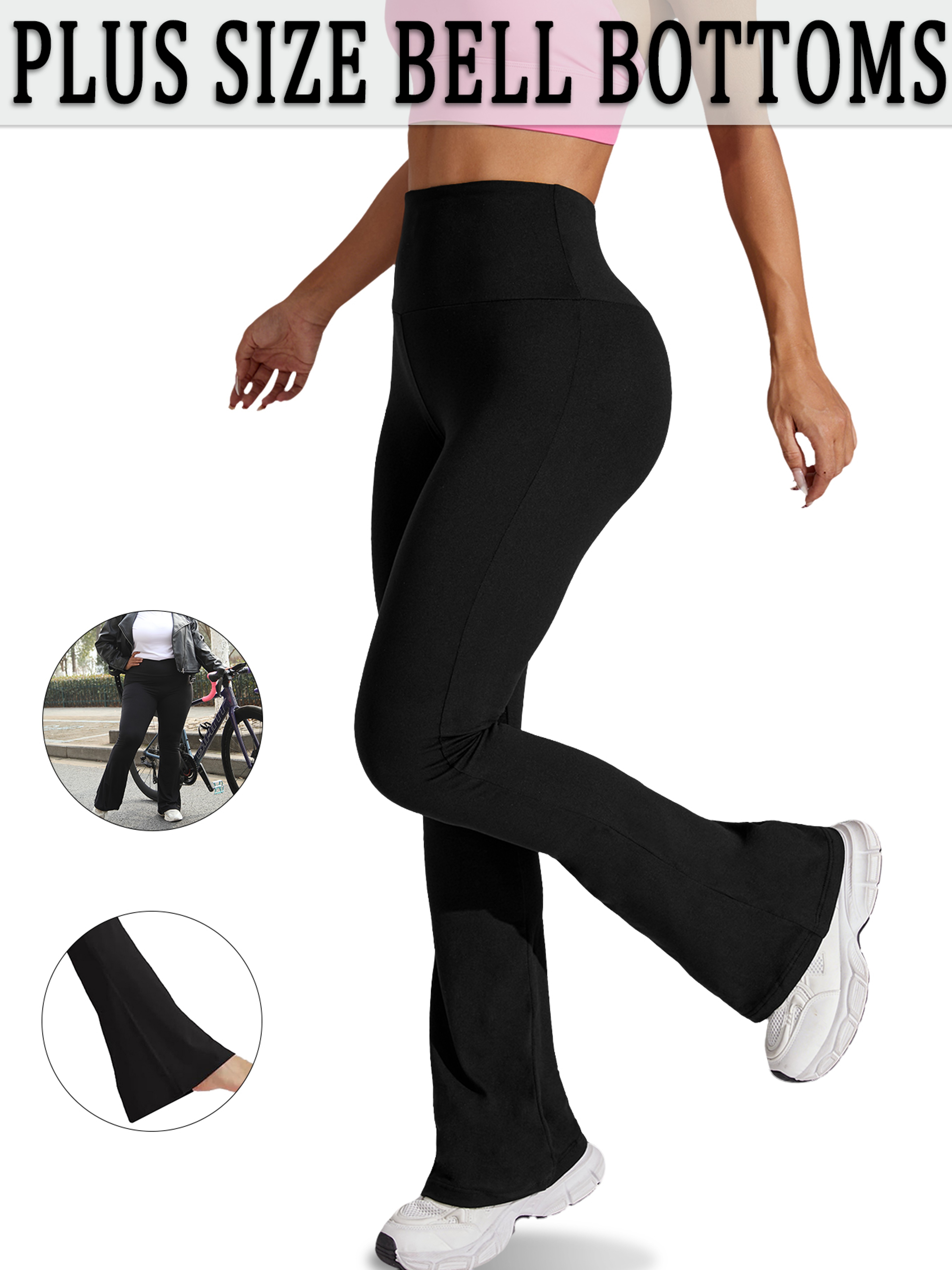 Super Soft Plus Size Flare Pants, High Waisted Tummy Control Leggings, Bootleg Bell Bottoms for Running – view 6