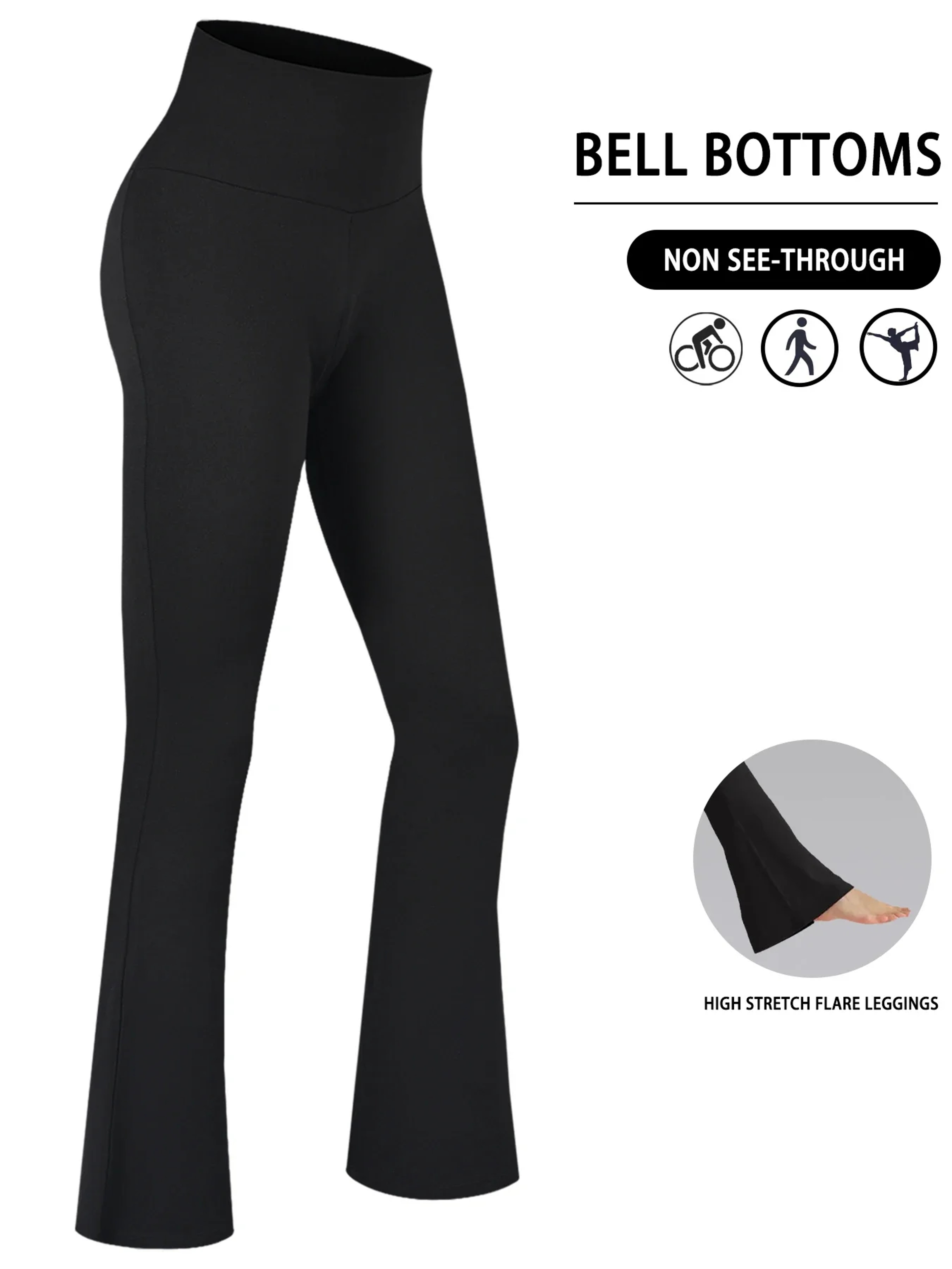 Super Soft Plus Size Flare Pants, High Waisted Tummy Control Leggings, Bootleg Bell Bottoms for Running – view 11