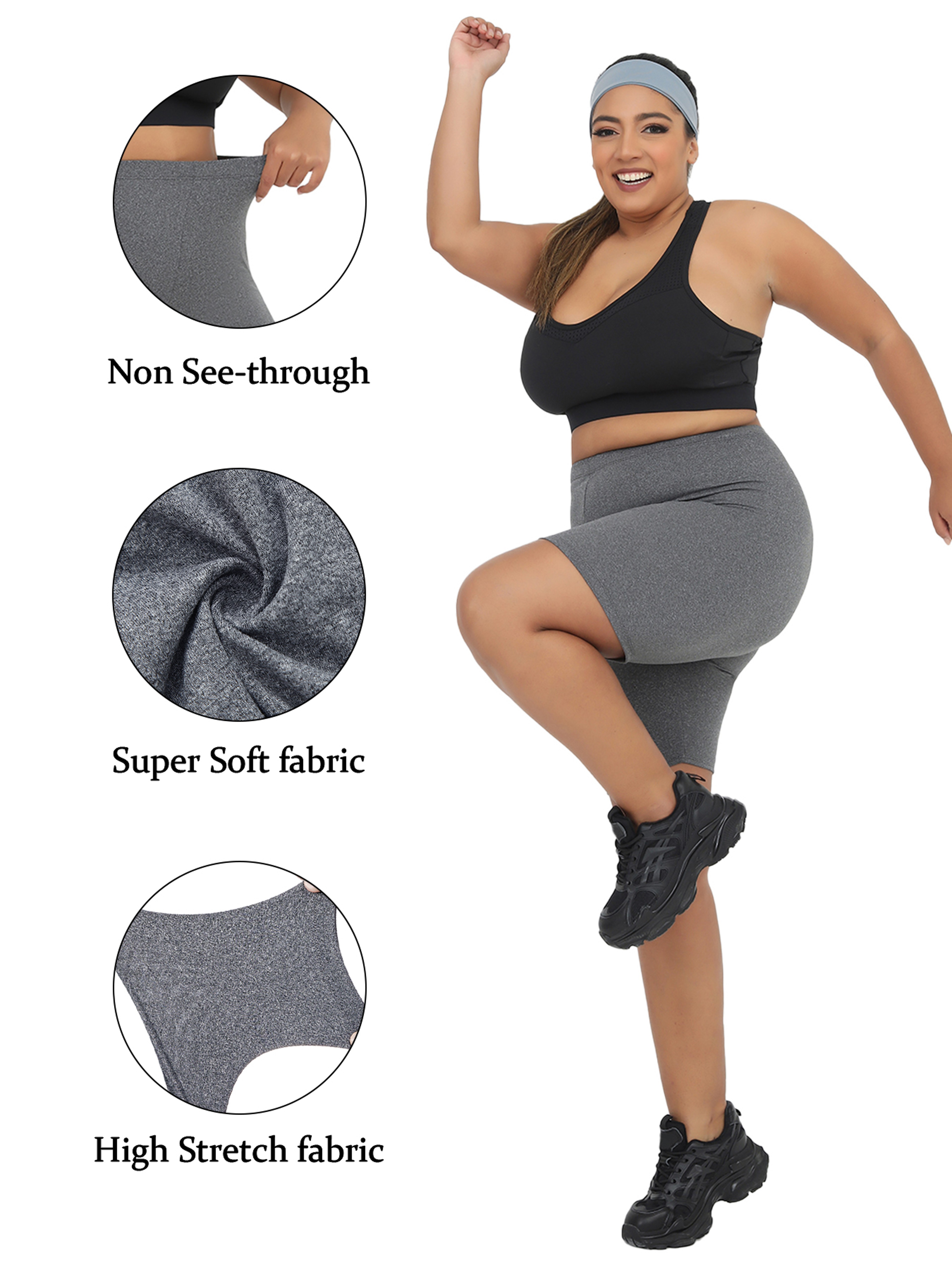 Super Soft Plus Size Biker Shorts For Women, No See Through, Workout, Running, Yoga, Athletic Shorts – view 3