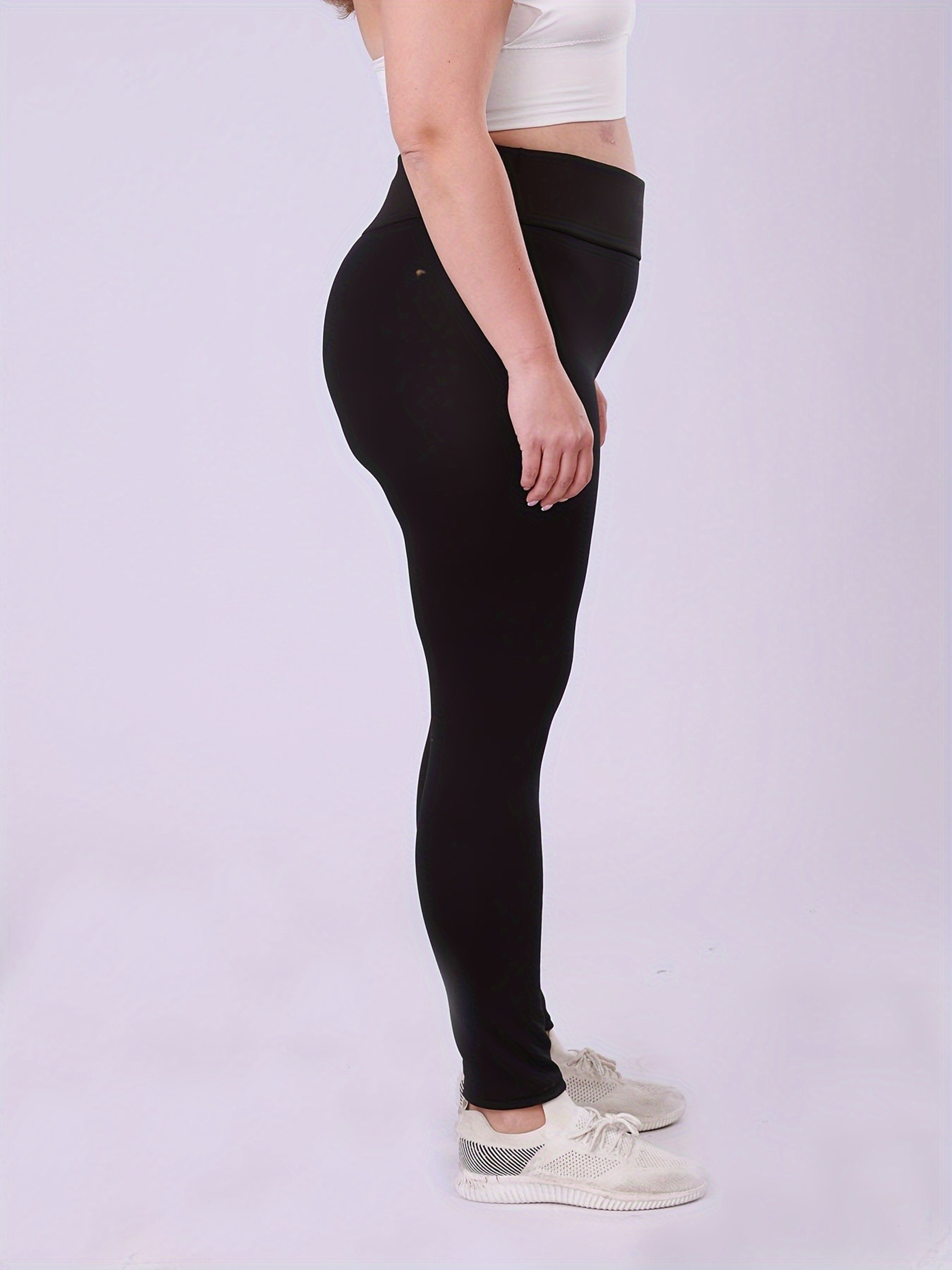 Warm Plus Size Leggings, High Waisted Fleece Lined, Thick Stretchy Long Pants for Cold Weather – view 4