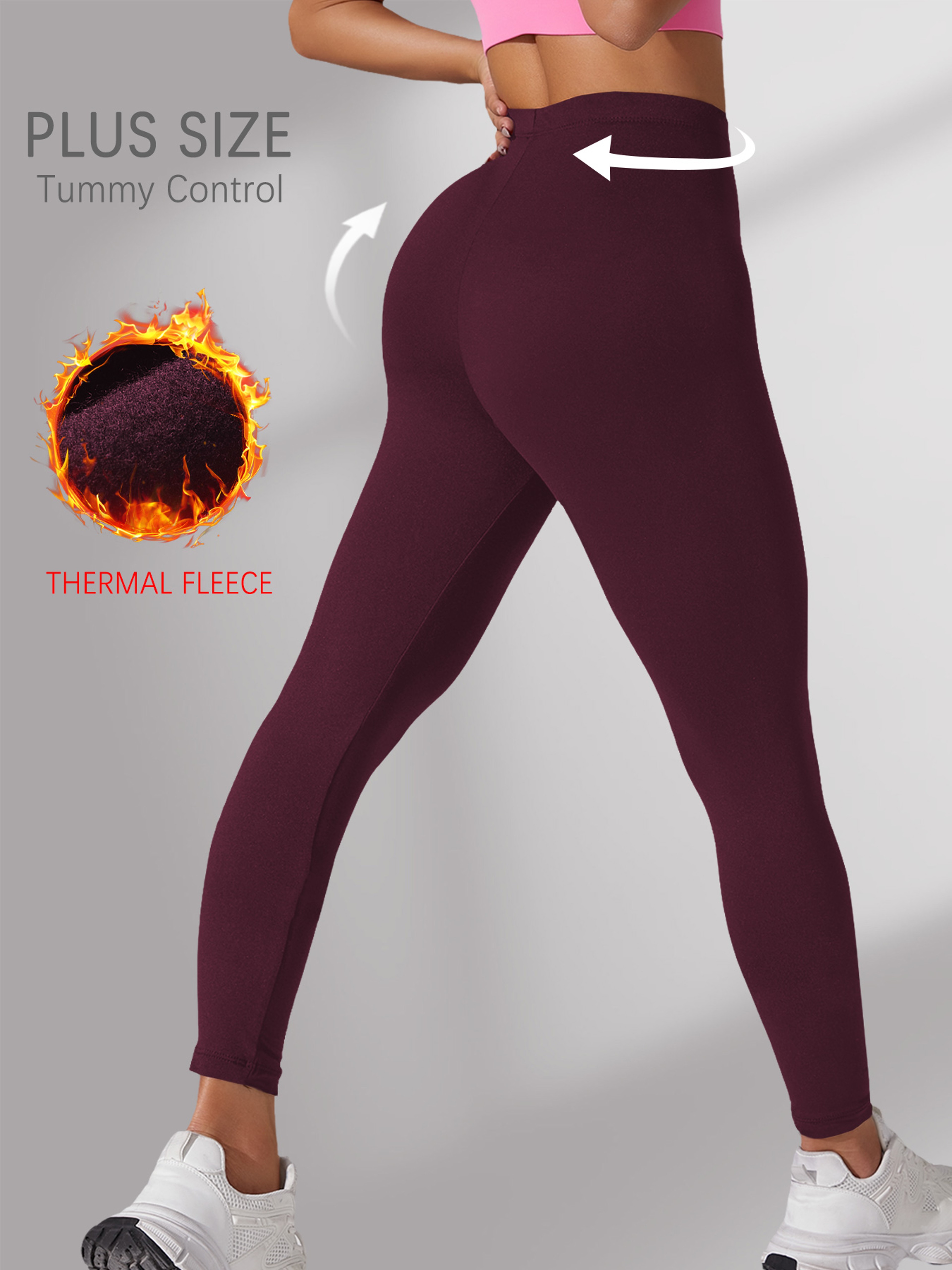Super Soft Fleece Lined Leggings, Plus Size Thermal Winter Pants, for Cold Weather Running, Yoga, and Workout – view 9