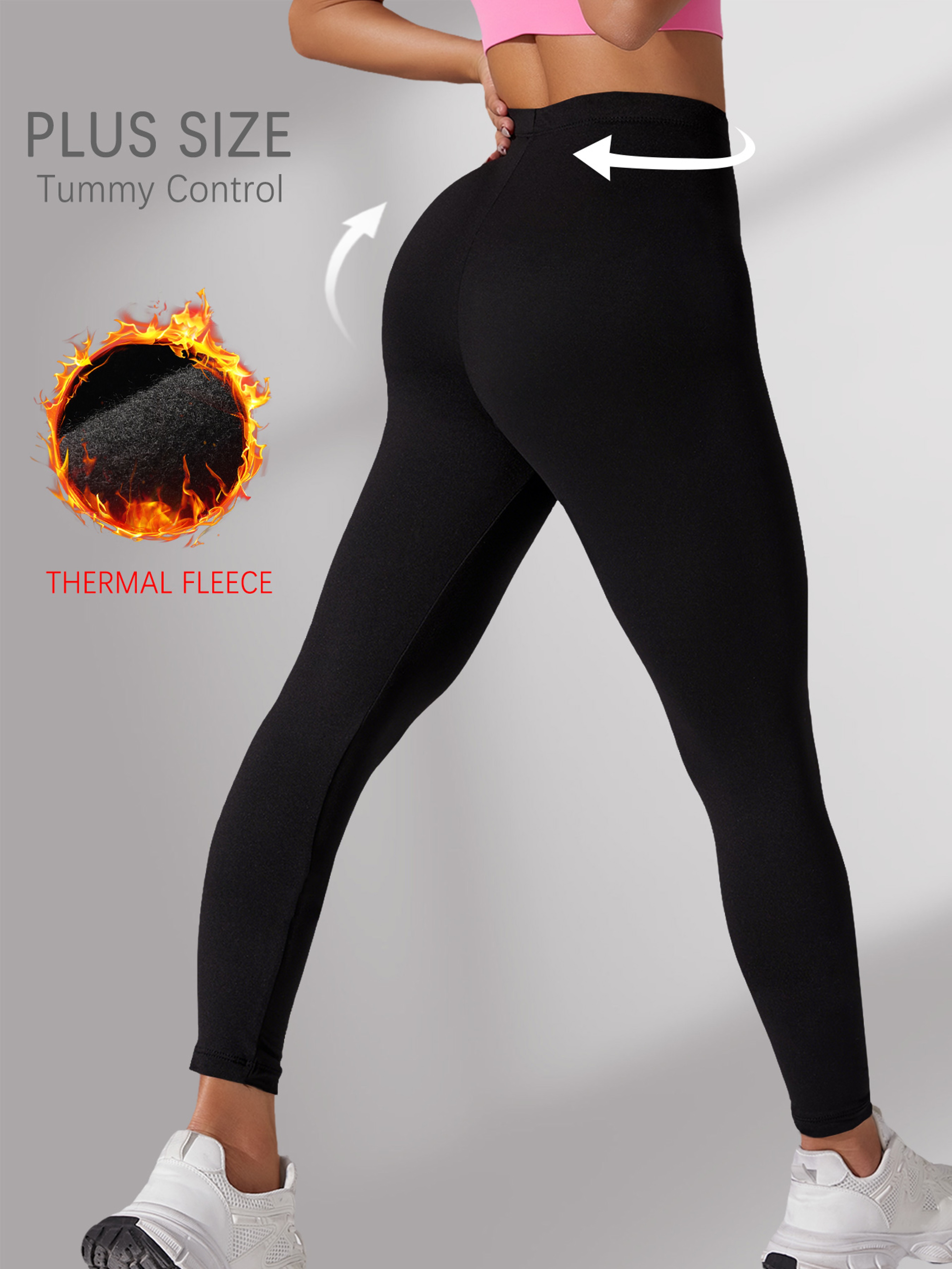 Super Soft Fleece Lined Leggings, Plus Size Thermal Winter Pants, for Cold Weather Running, Yoga, and Workout – view 7