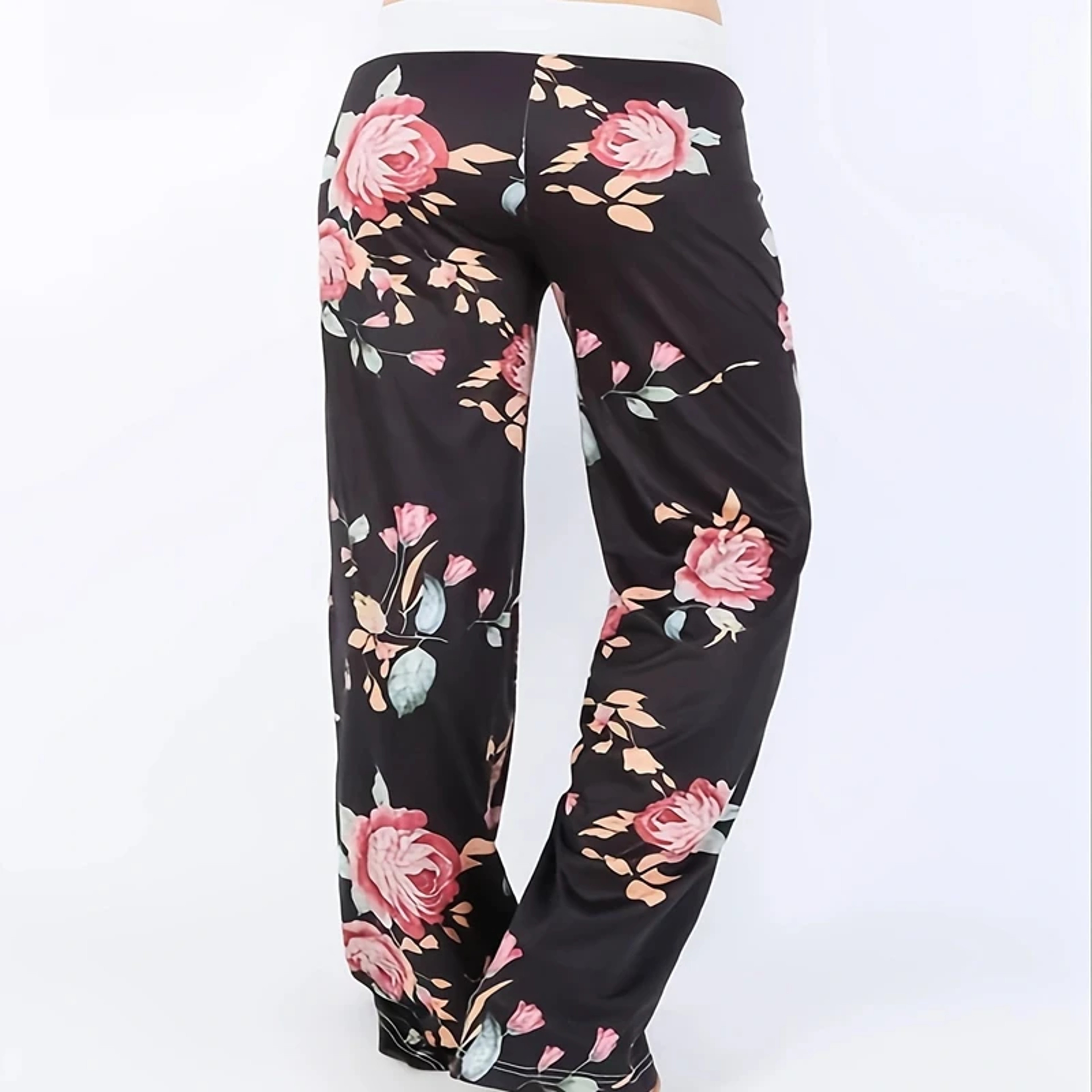Women's Printed Wide Leg Pants, Loose and Comfortable Yoga Pants with Drawstring, Casual Comfort Wear – view 4