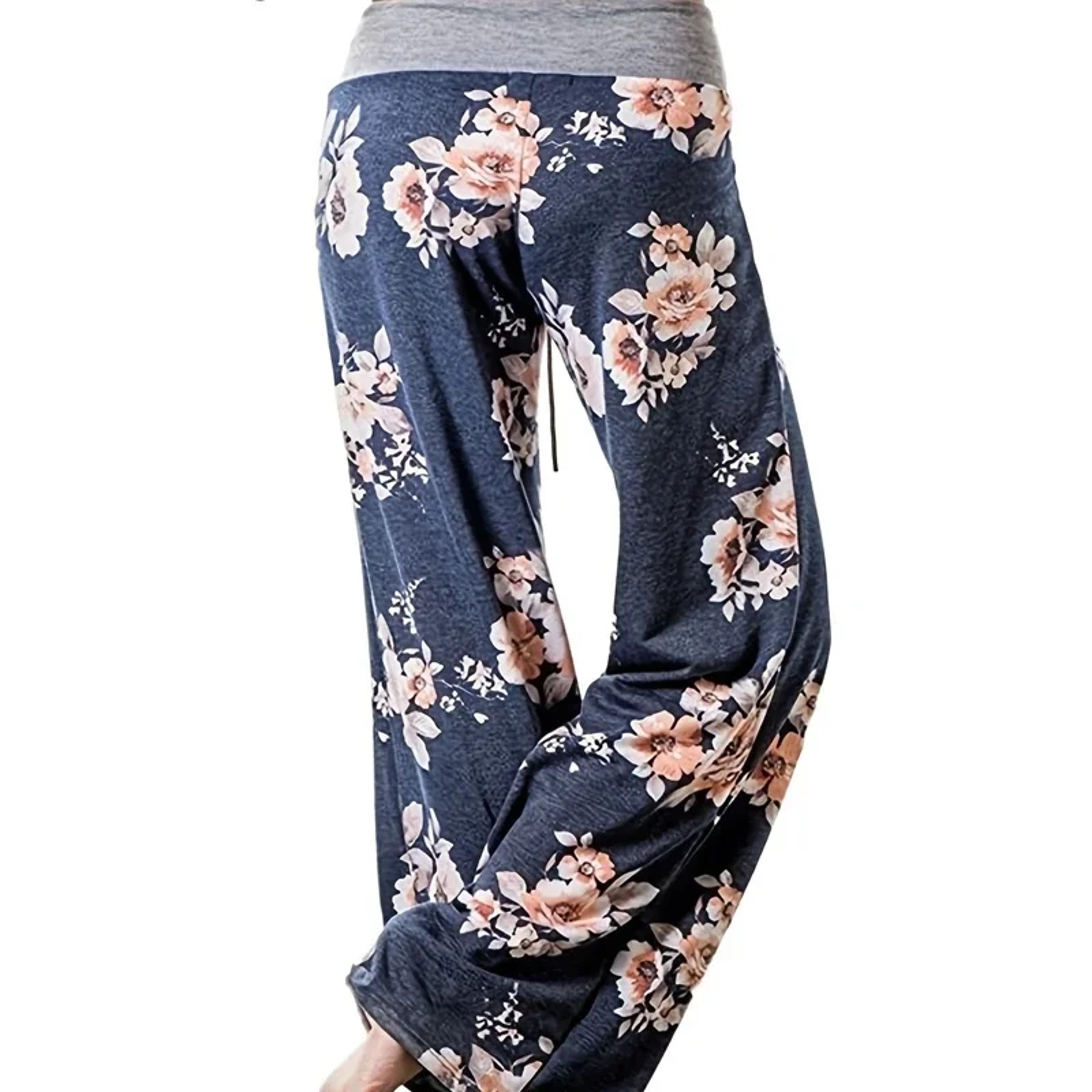 Women's Printed Wide Leg Pants, Loose and Comfortable Yoga Pants with Drawstring, Casual Comfort Wear – view 10