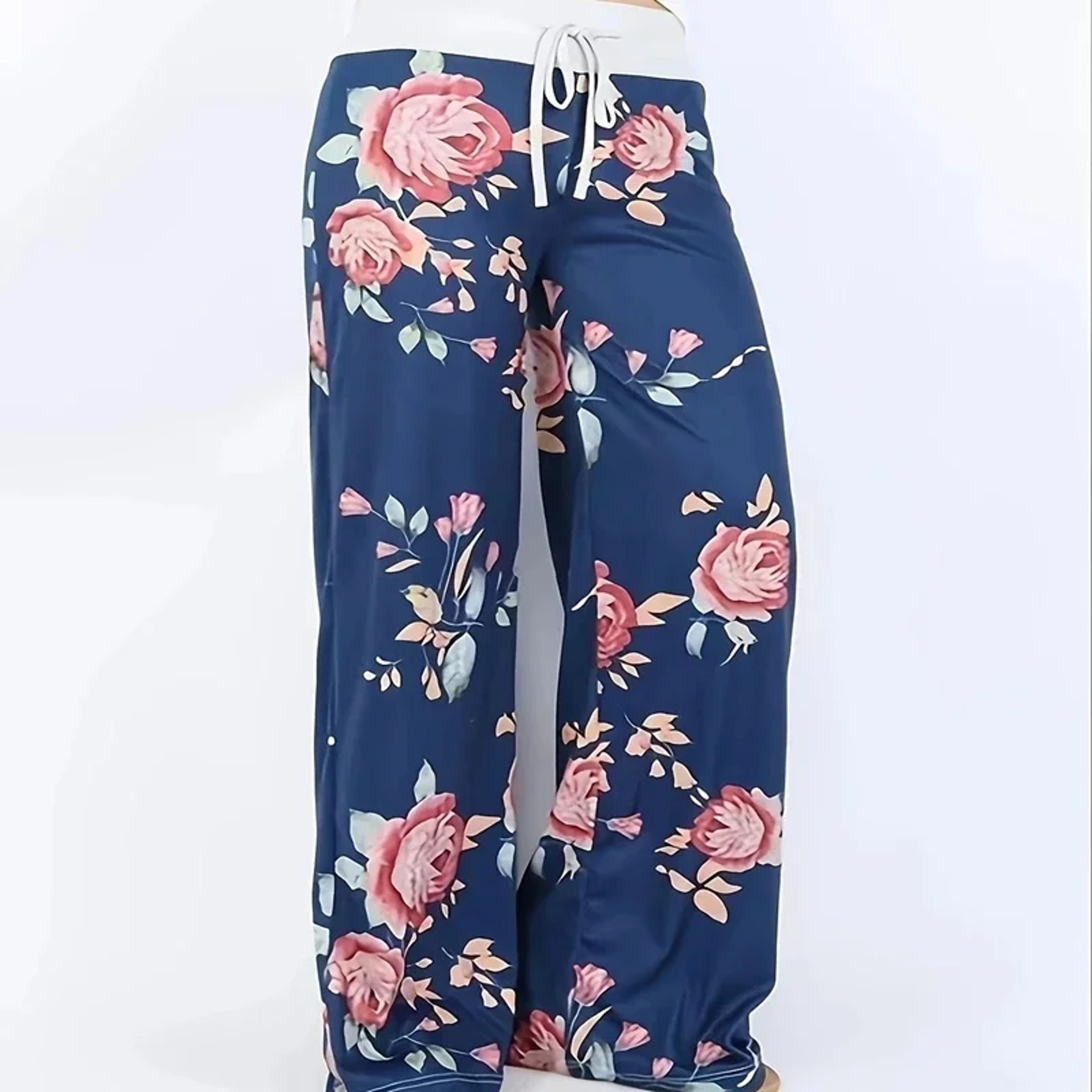 Women's Printed Wide Leg Pants, Loose and Comfortable Yoga Pants with Drawstring, Casual Comfort Wear – view 9