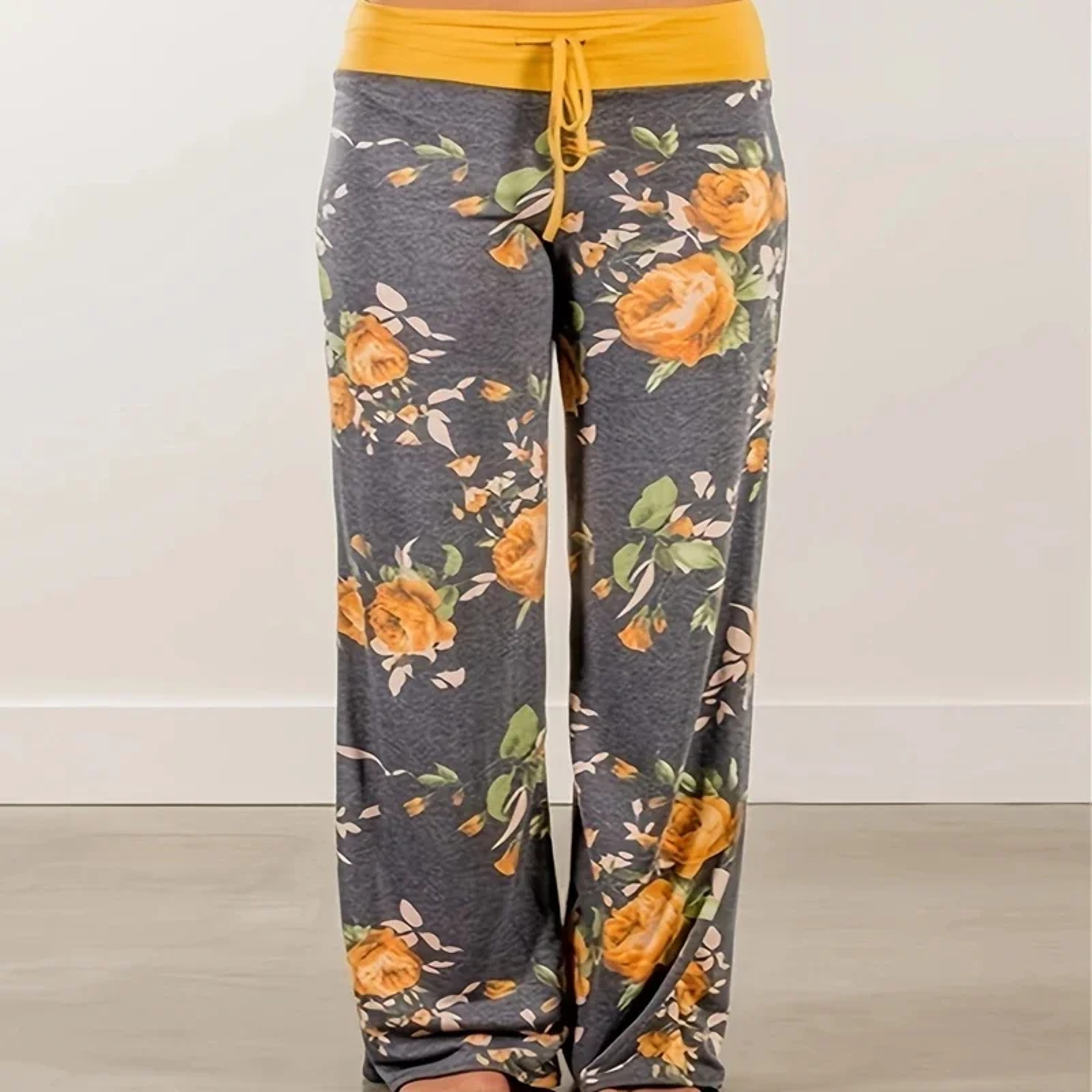 Women's Printed Wide Leg Pants, Loose and Comfortable Yoga Pants with Drawstring, Casual Comfort Wear – view 11