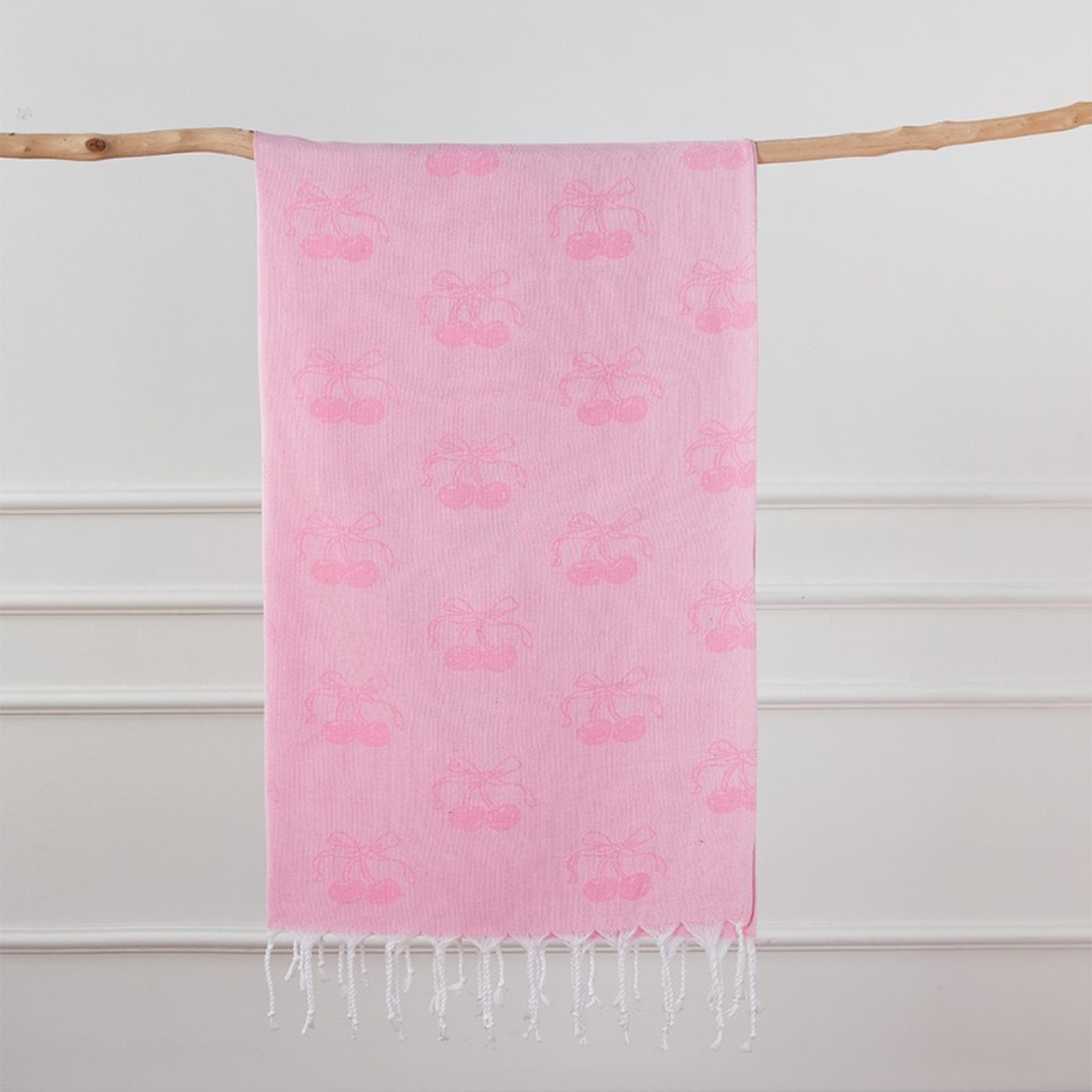 Turkish Bath Towel, Cherry Bow Beach Towel, Quick Drying, Fringed, for Sauna and Children – view 4