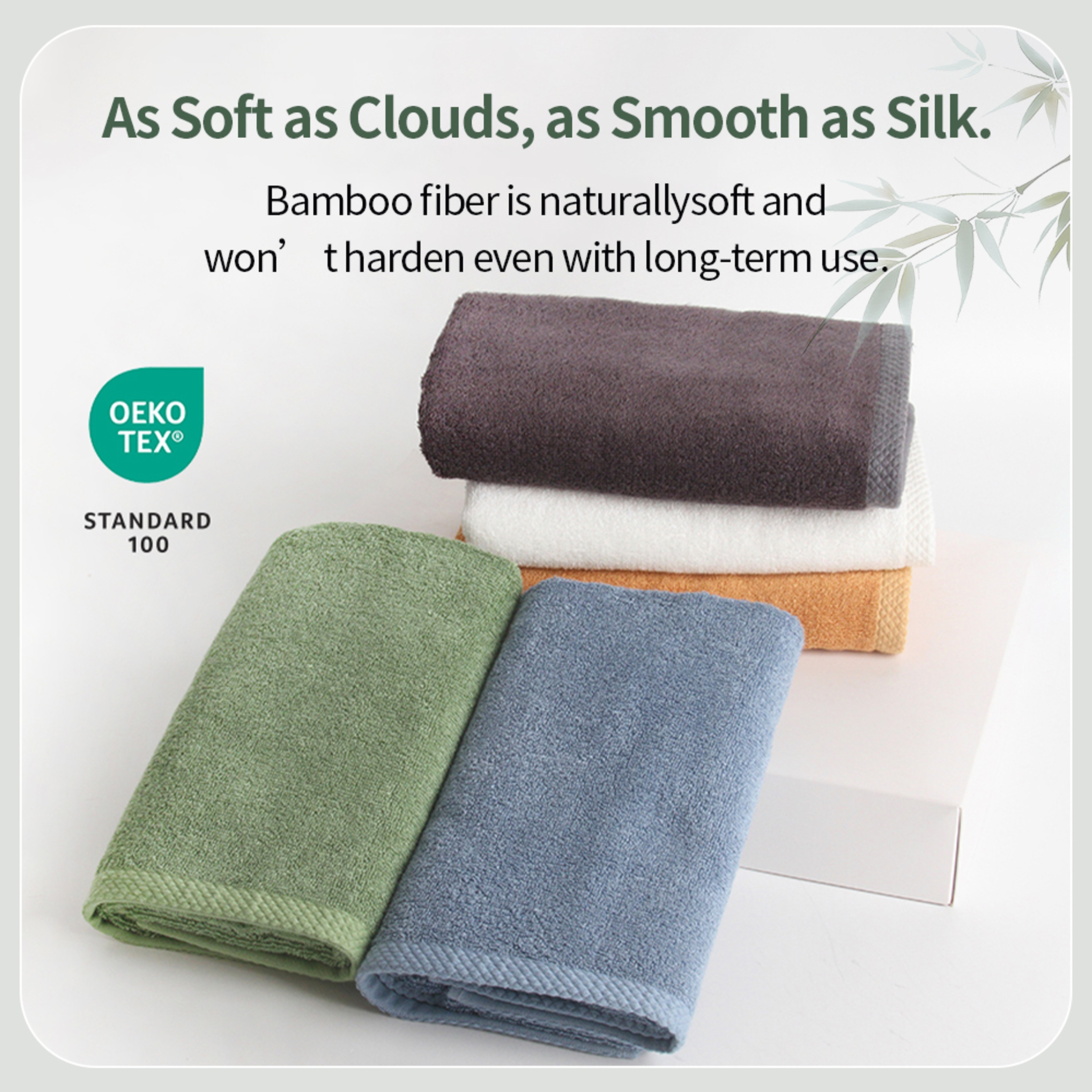 Luxury Bamboo Fiber Towels Set, Bathroom Towels, Thick Absorbent Washcloth and Face Towel for Adults – view 2