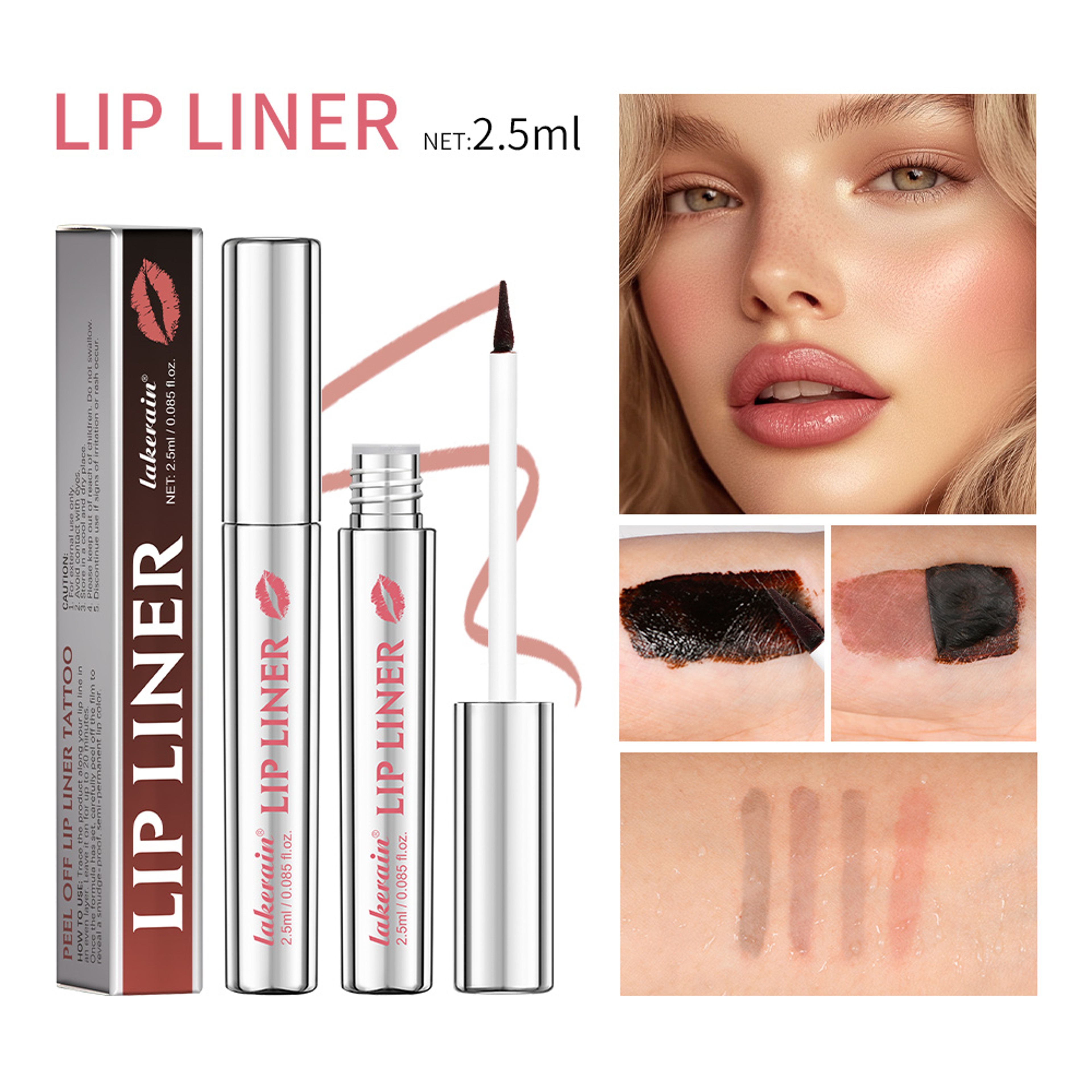 Peel Off Tattoo Waterproof Lip Liner, Lipgloss Matte Lip Tint, Long Lasting Brown Contour Lip Stain – view 4