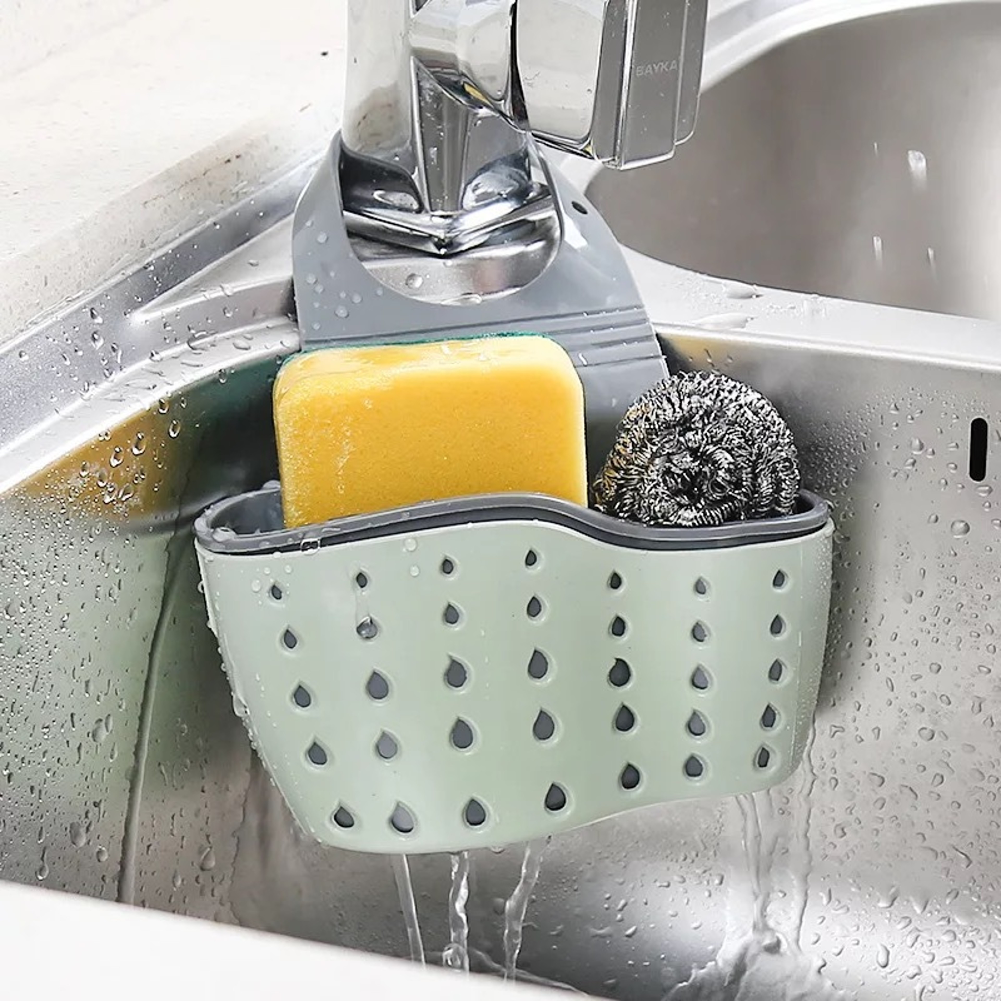 Adjustable Kitchen Sink Caddy Hanging Drain Basket And Sponge Holder Organizer For Faucets 0