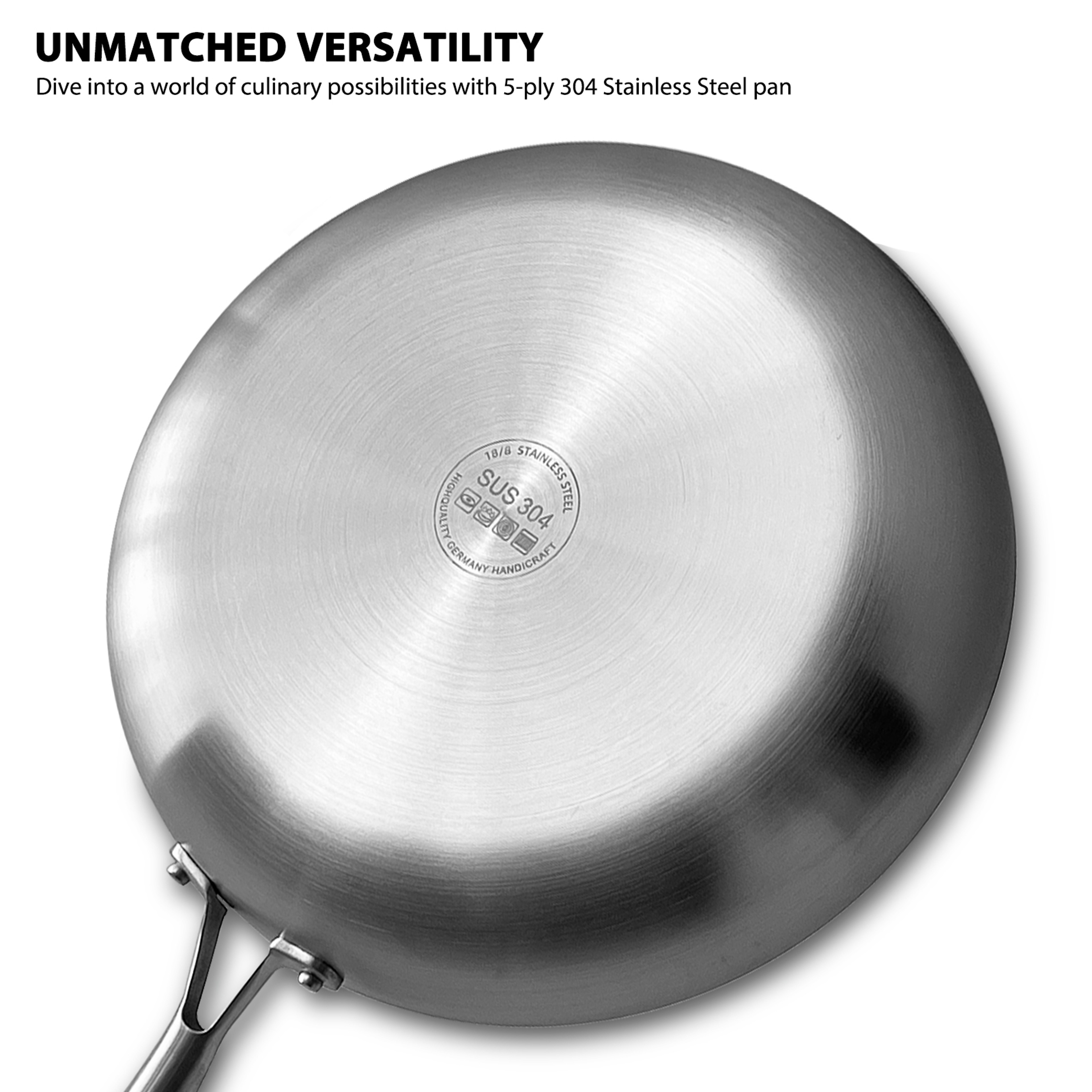 Stainless Steel Frying Pan Nonstick Uncoated Skillet For Gas And Induction 1
