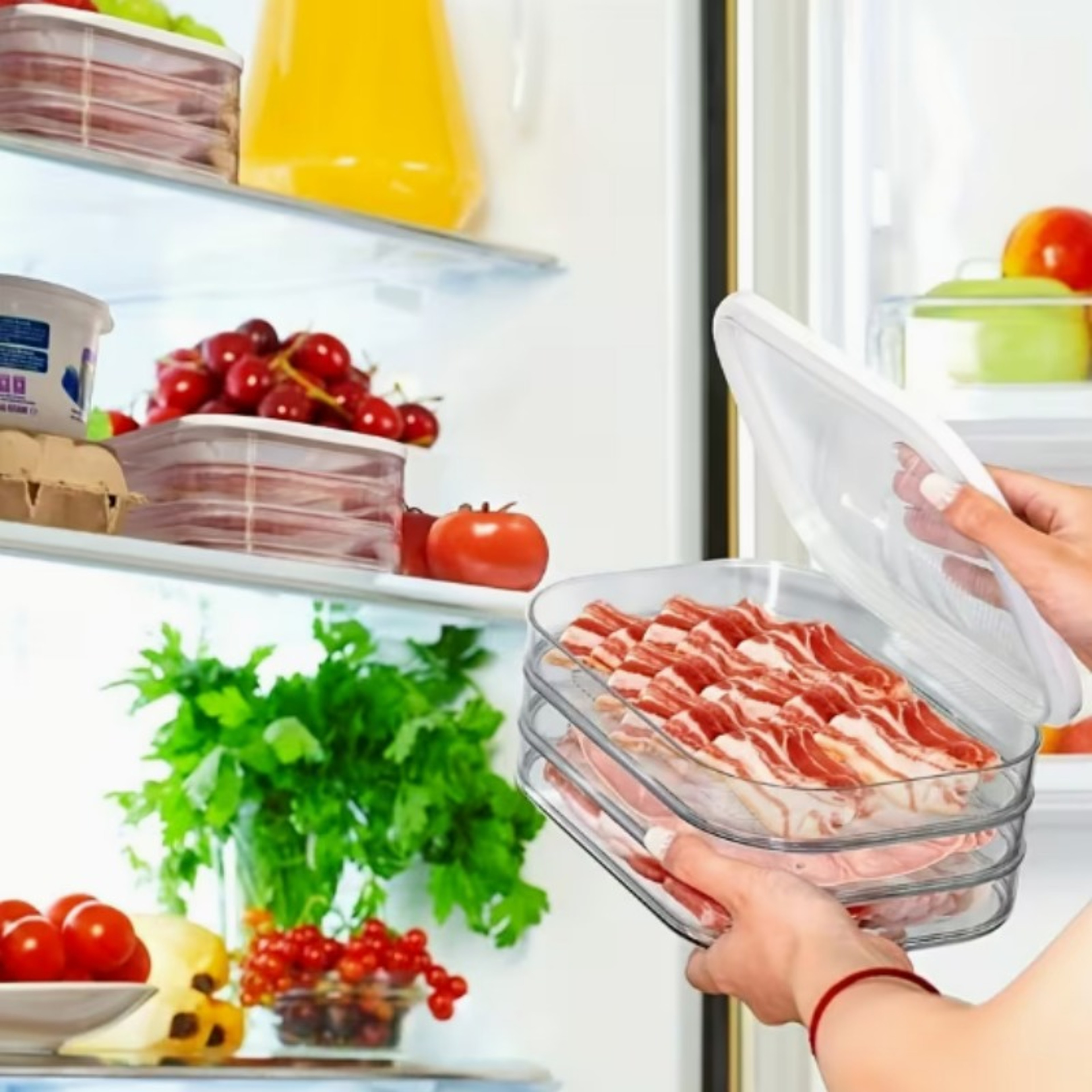 Premium Stackable Fridge Meat  Meal Prep Storage Box Airtight Food Keeper 1
