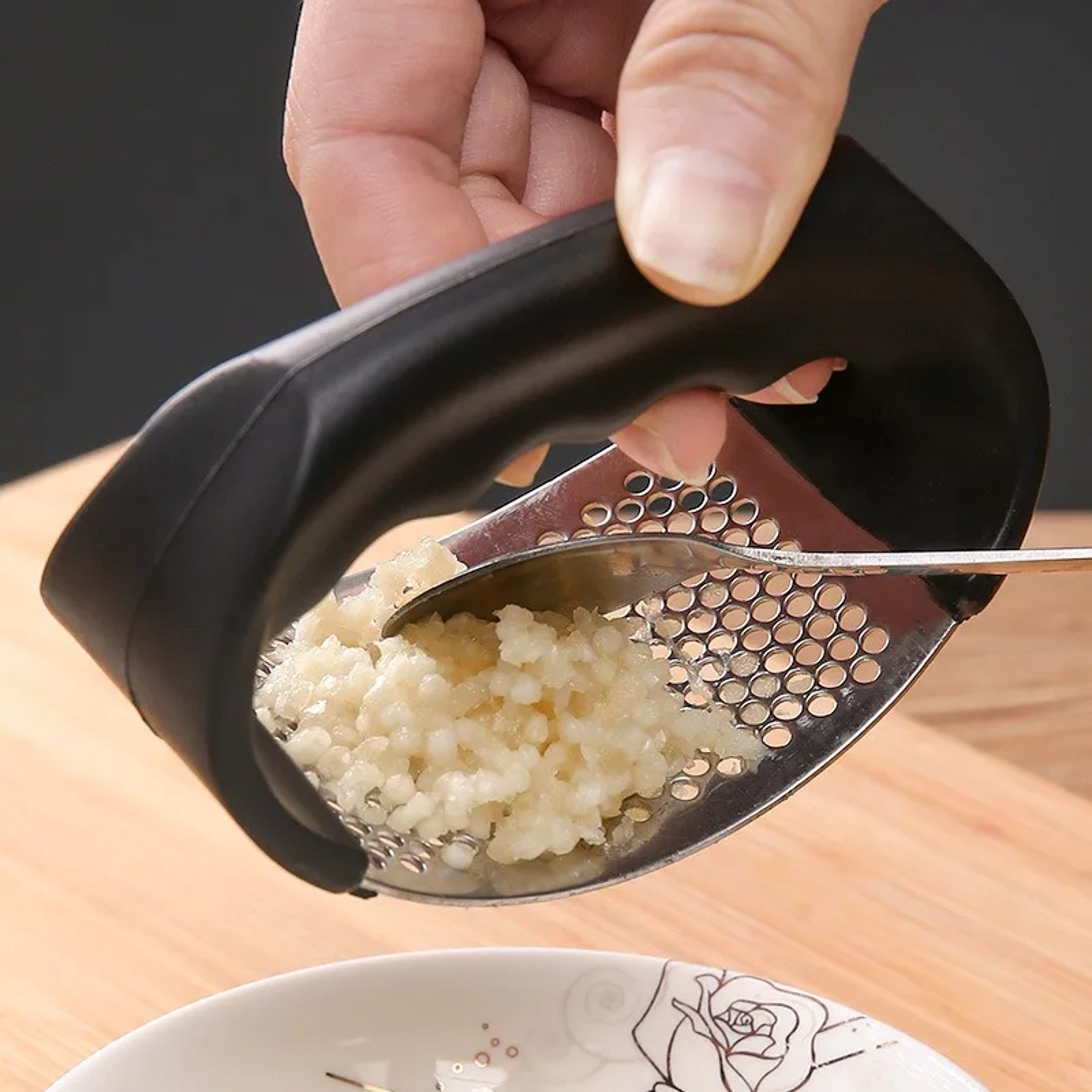 GarlicEase Stainless Steel Garlic Press & Manual Garlic Crusher – view 5