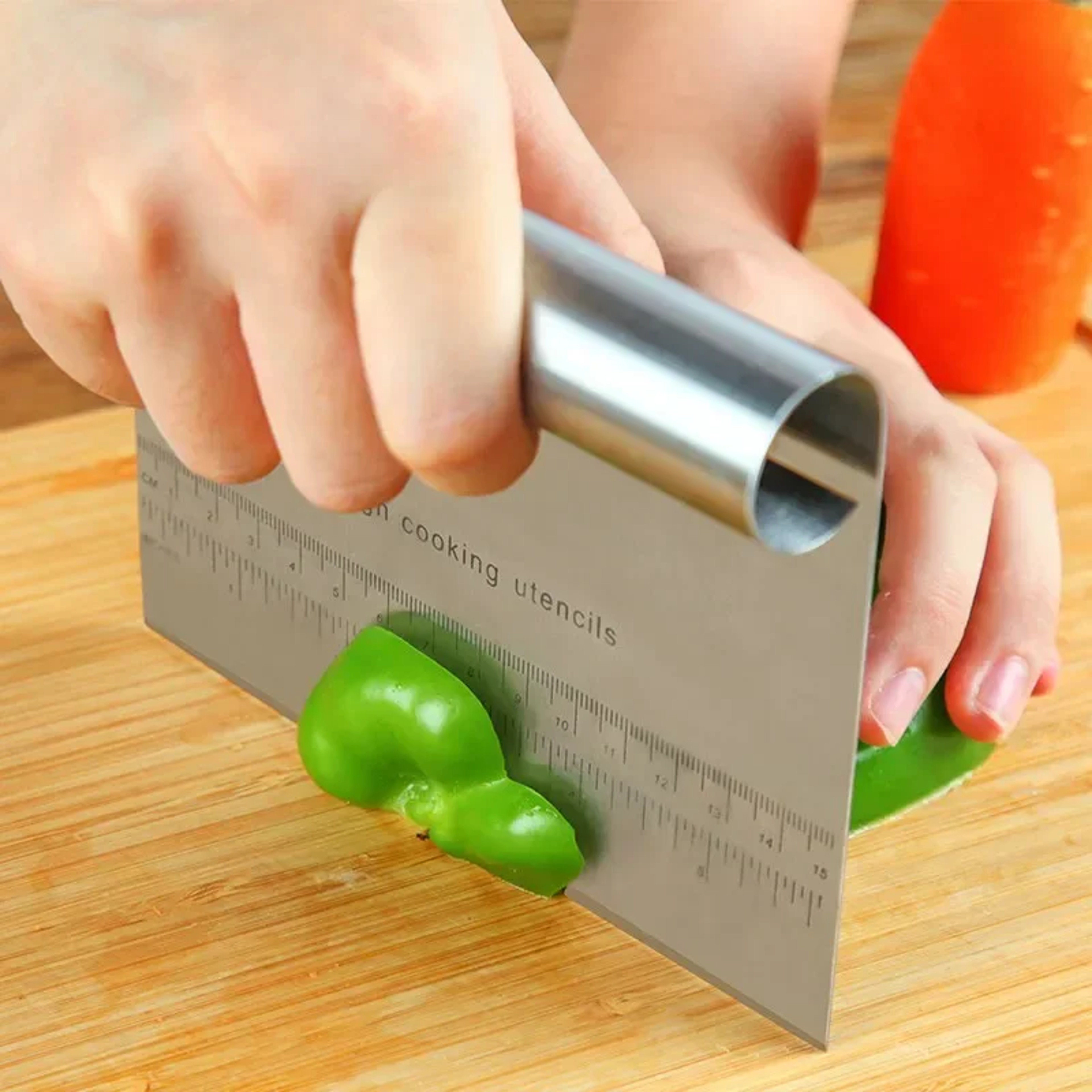 PrecisionBake Stainless Steel Dough Scraper & Pastry Cutter with Measuring Scale – view 2