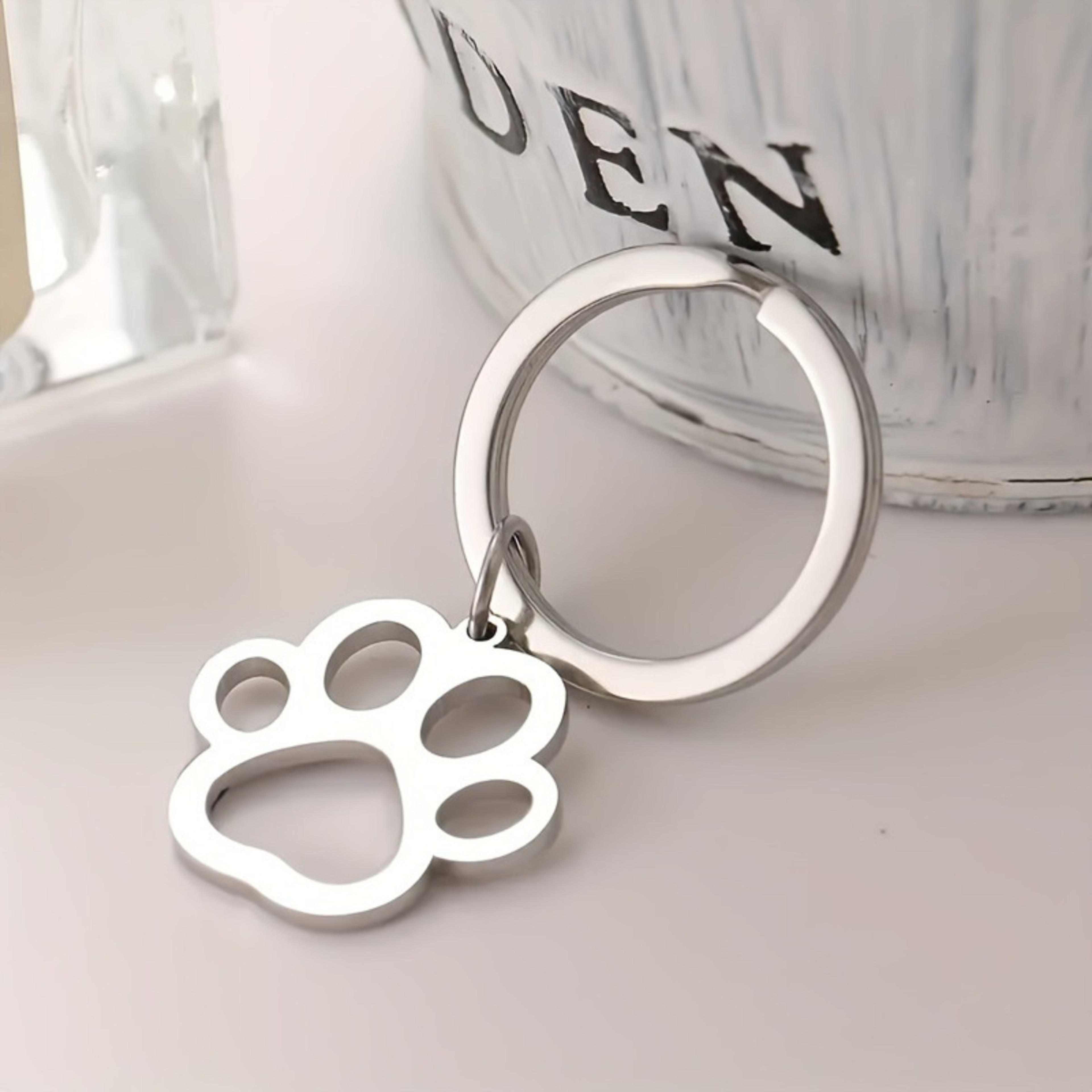 PawPrint Stainless Steel Dog Paw Keychain Charm for Keys and Bags – view 2
