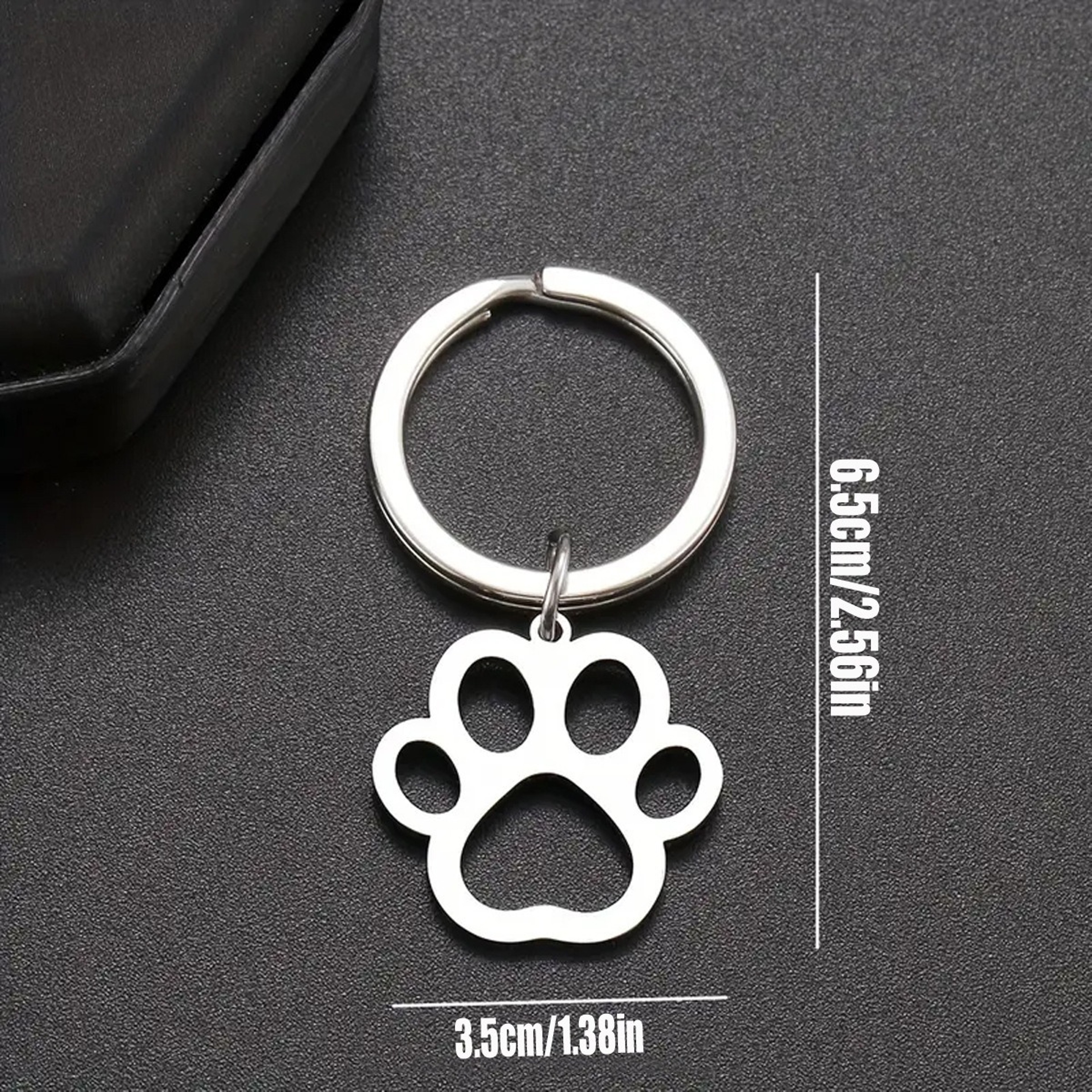 PawPrint Stainless Steel Dog Paw Keychain Charm for Keys and Bags – view 3