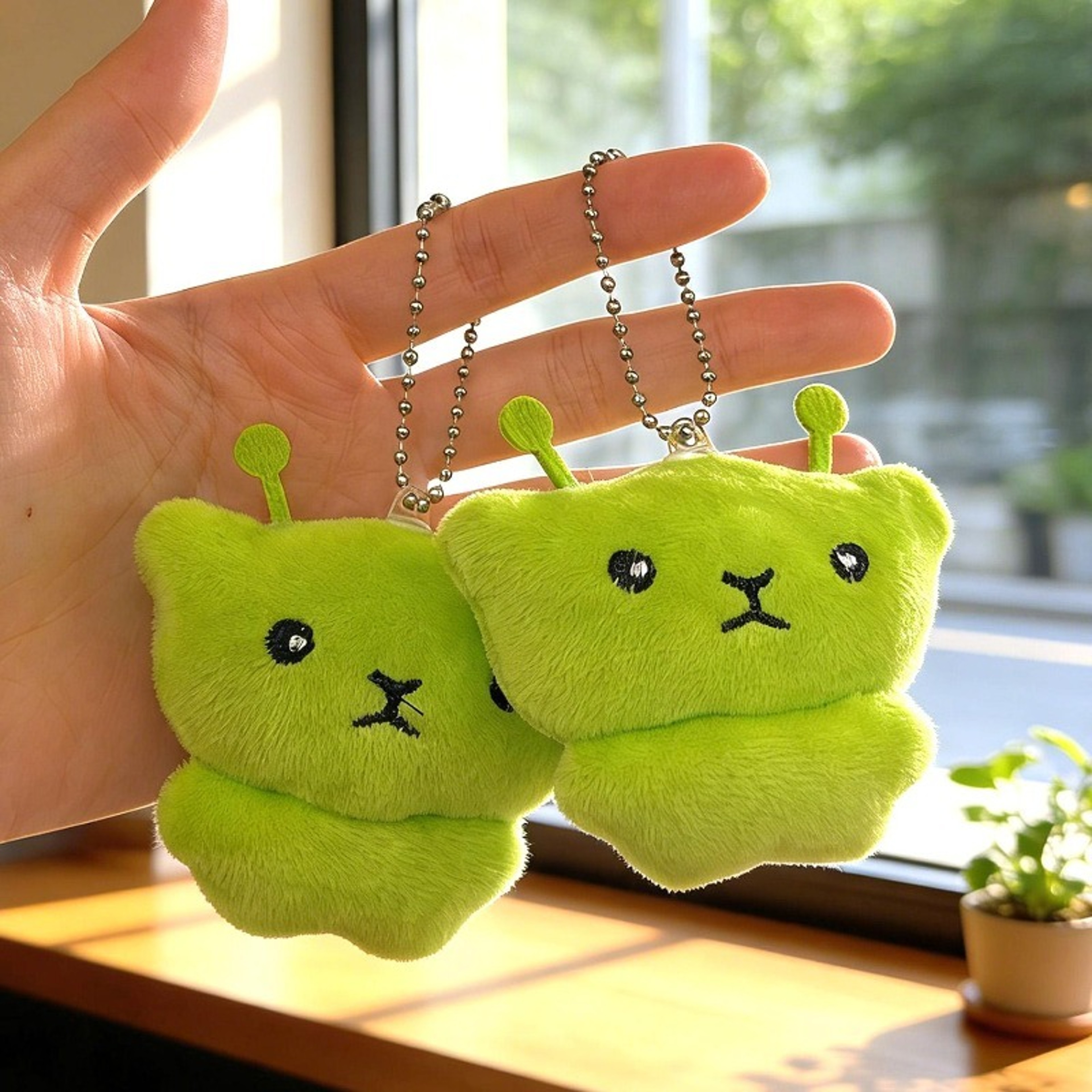 Galaxy Purr Alien Cat Plush Keychain Cute Backpack & Bag Charm Gift – view 4