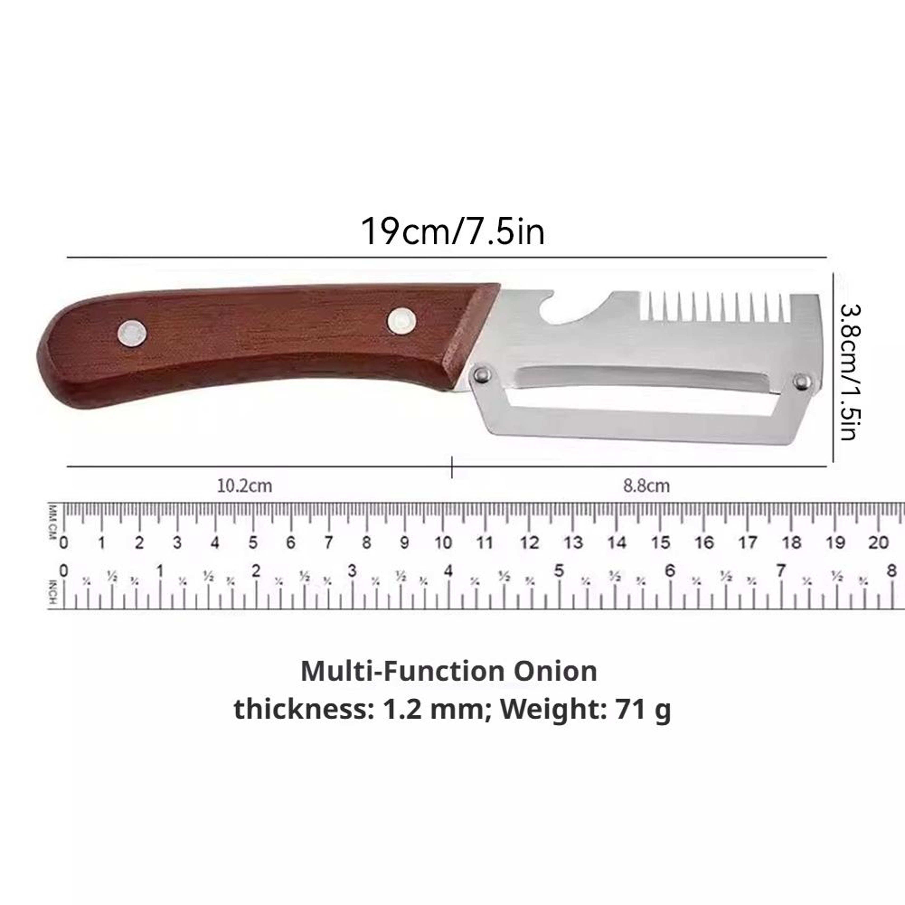 Premium Stainless Steel Kitchen Peeler with Wooden Handle & Bottle Opener – view 6