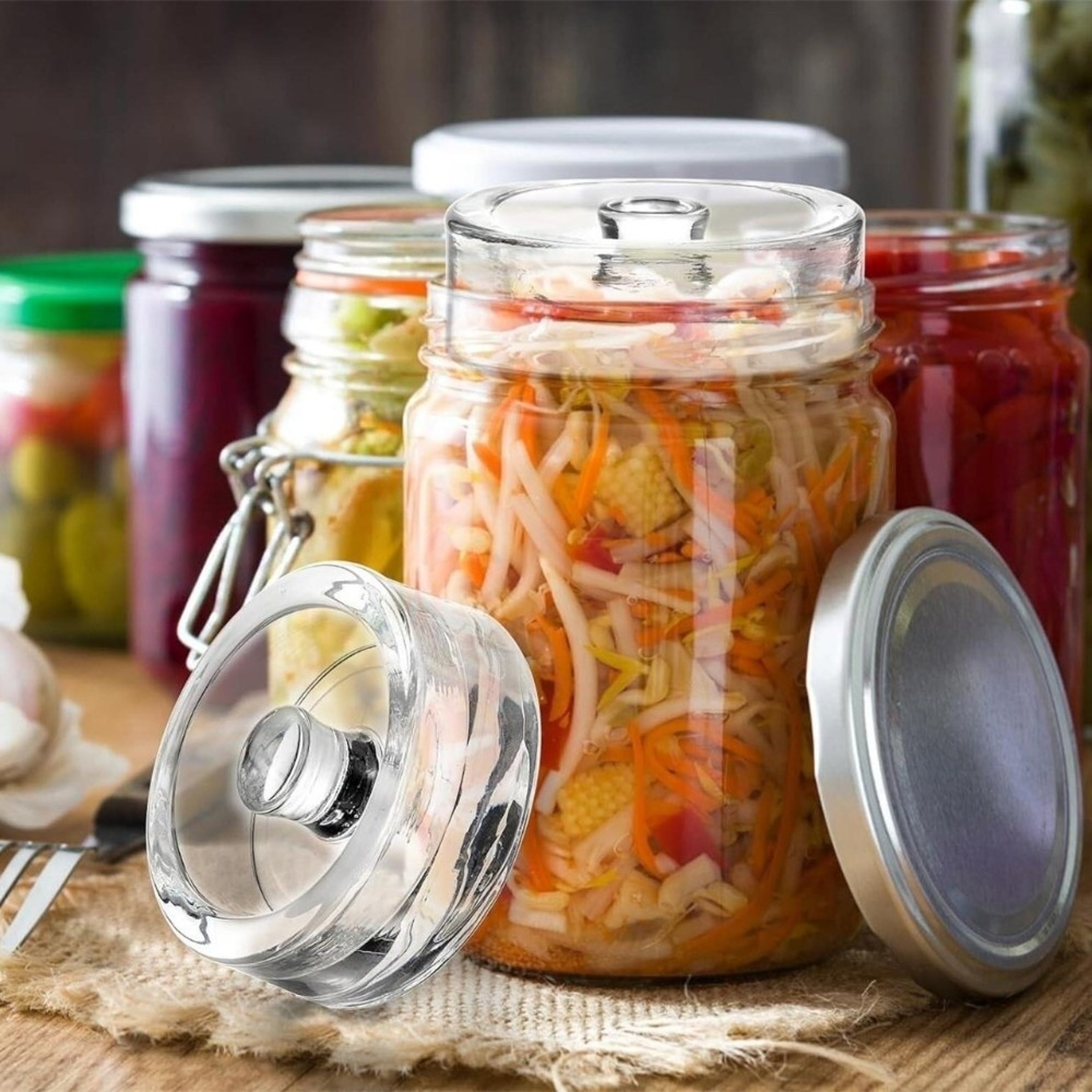 CrystalGrip Fermentation Glass Weight for Wide Mouth Mason Jars – view 3
