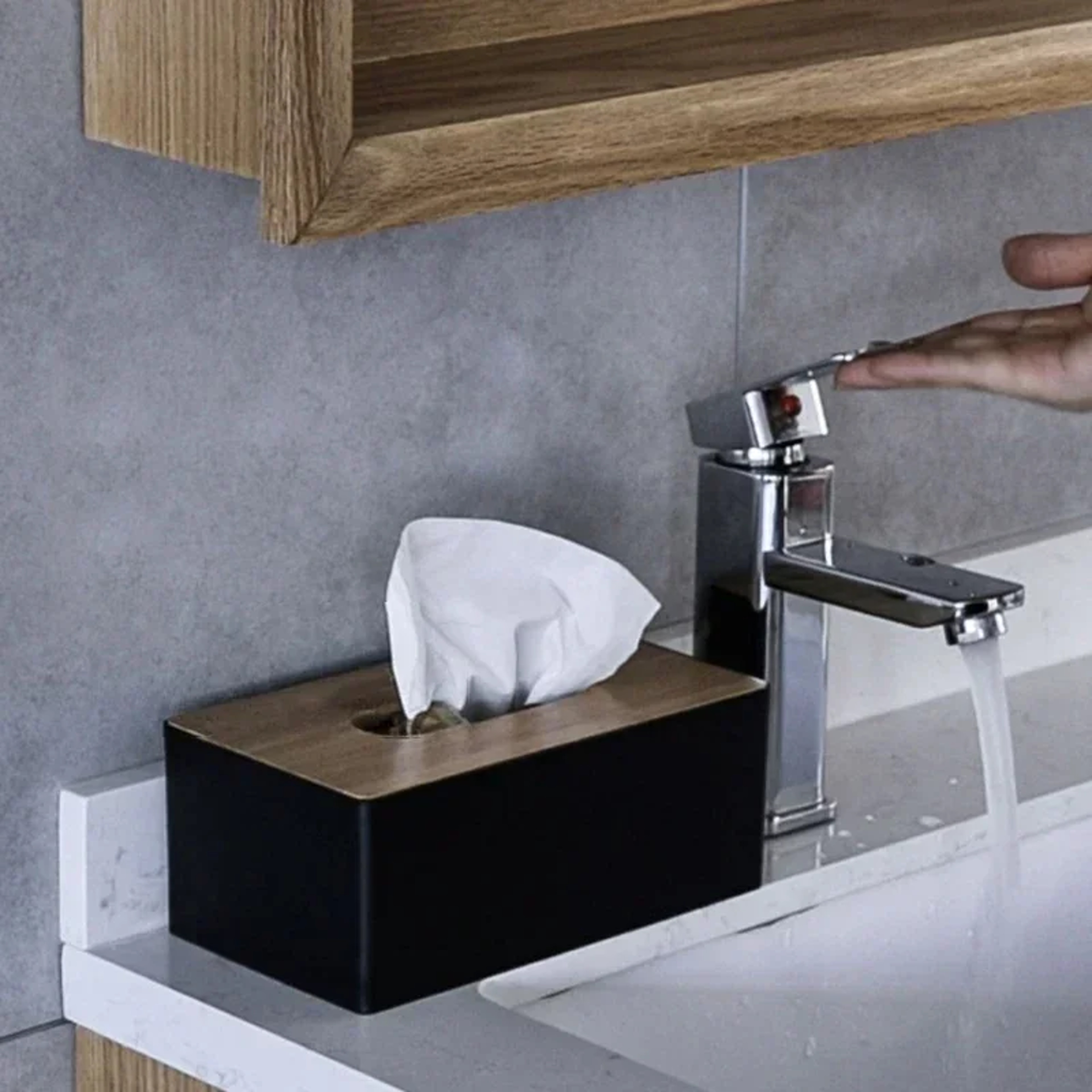 Premium Solid Wood  Bamboo Tissue Box Cover Elegant Wooden Tissue Box Holder For Napkins  Paper 2