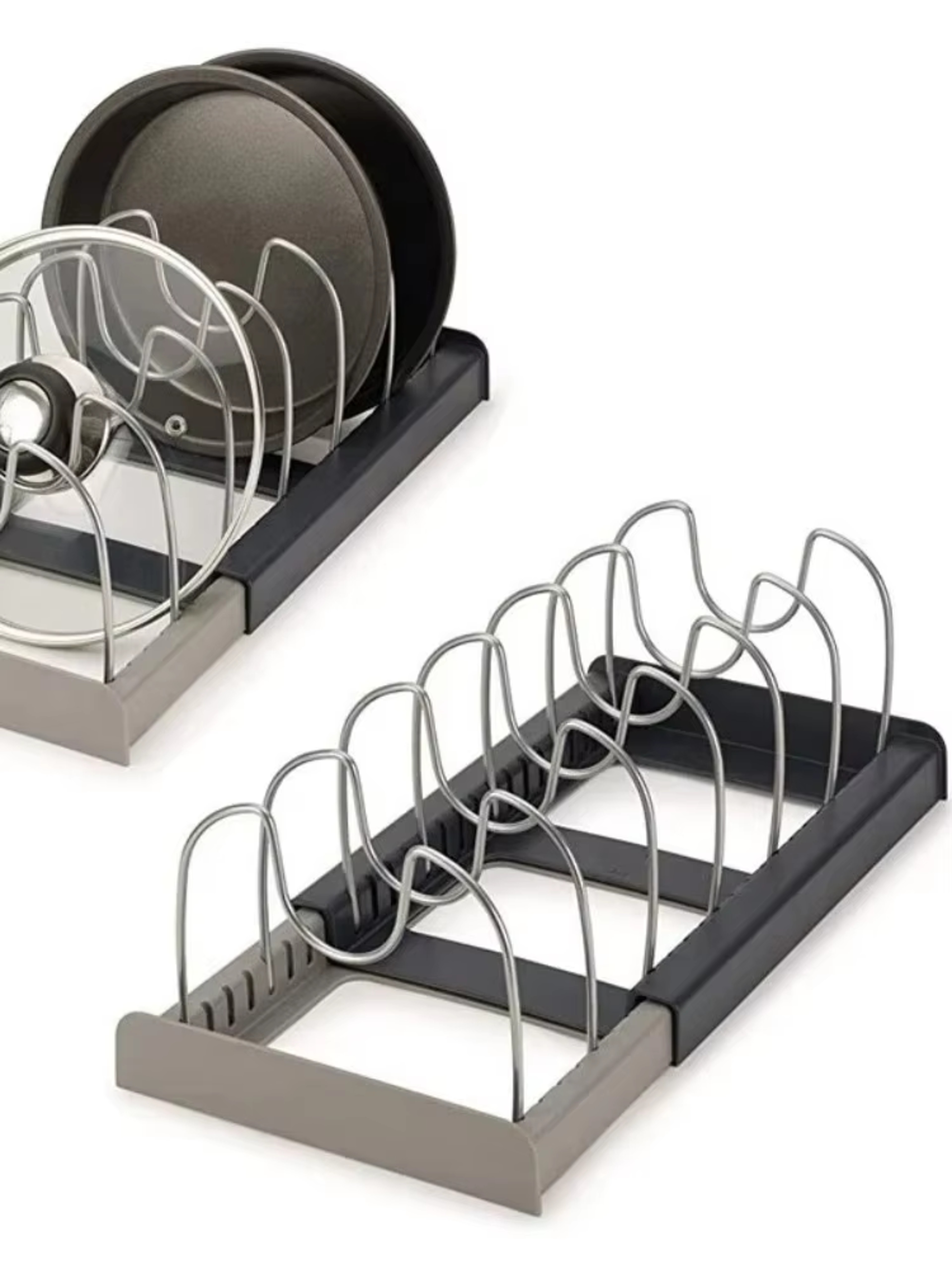 Premium Expandable Kitchen Cabinet Organizer Adjustable Stainless Steel Cookware Storage Rack 0