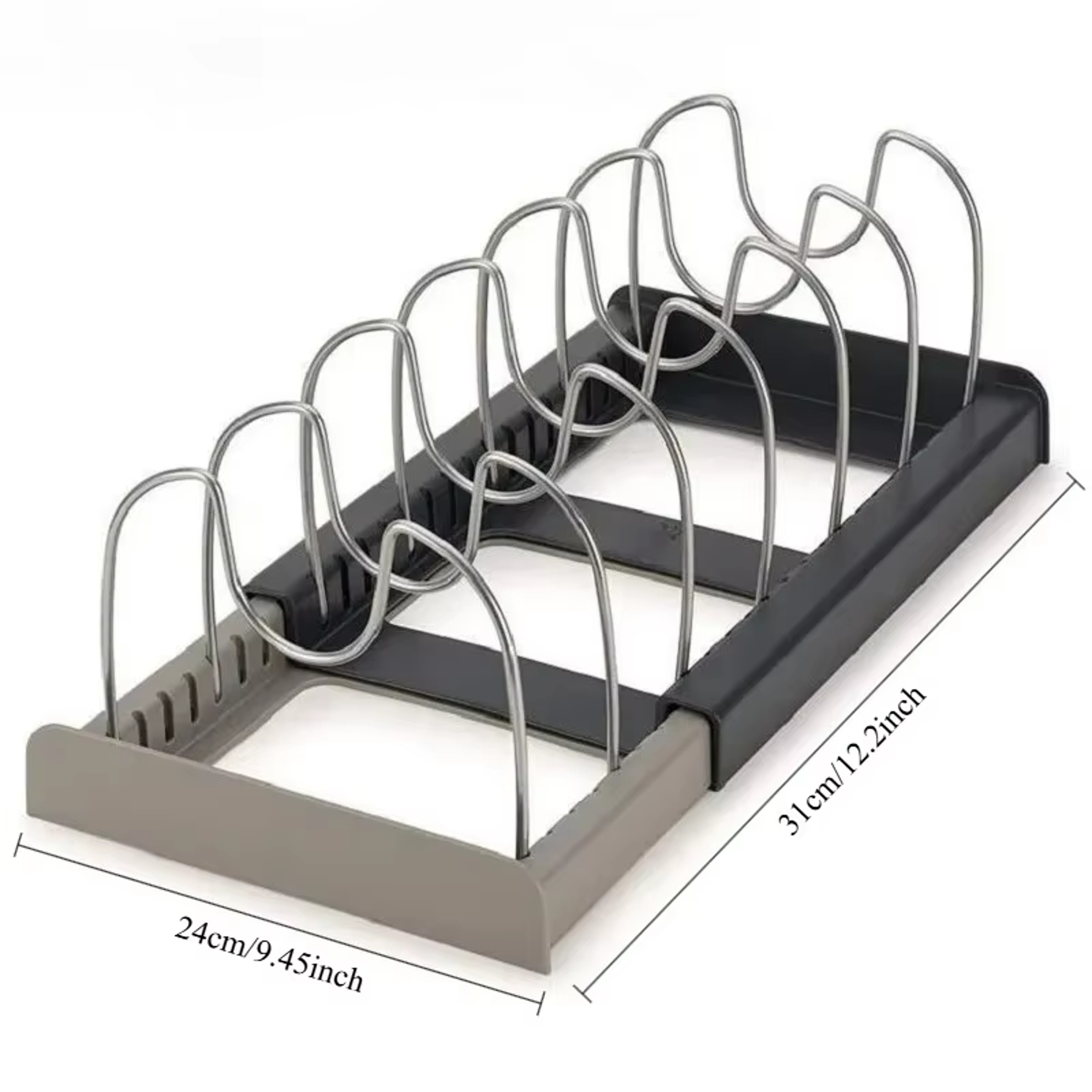 Premium Expandable Kitchen Cabinet Organizer Adjustable Stainless Steel Cookware Storage Rack 5