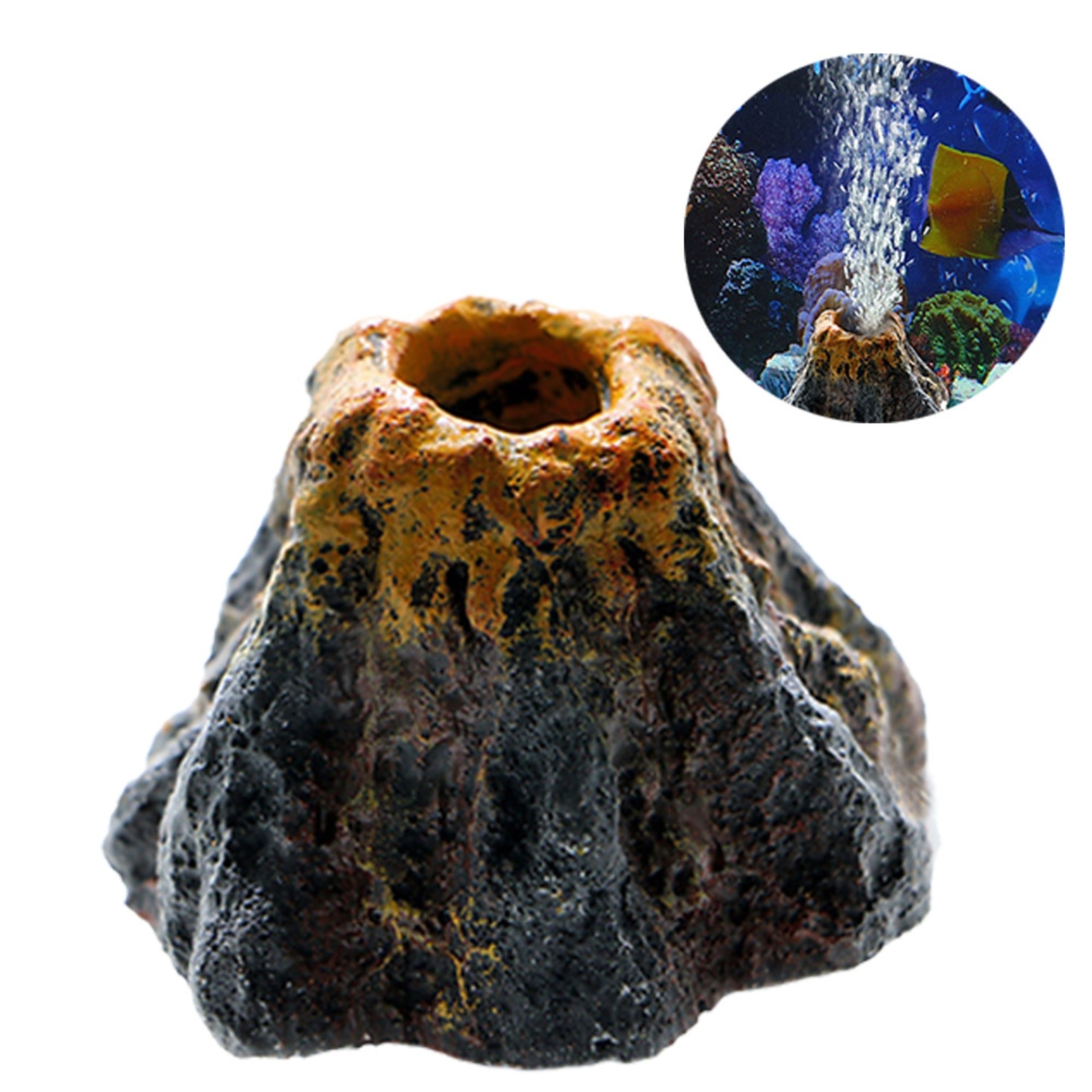 Realistic Volcano Aquarium Decor Aerator Bubble Stone Oxygenation Ornament for Fish Tank Landscape – view 3