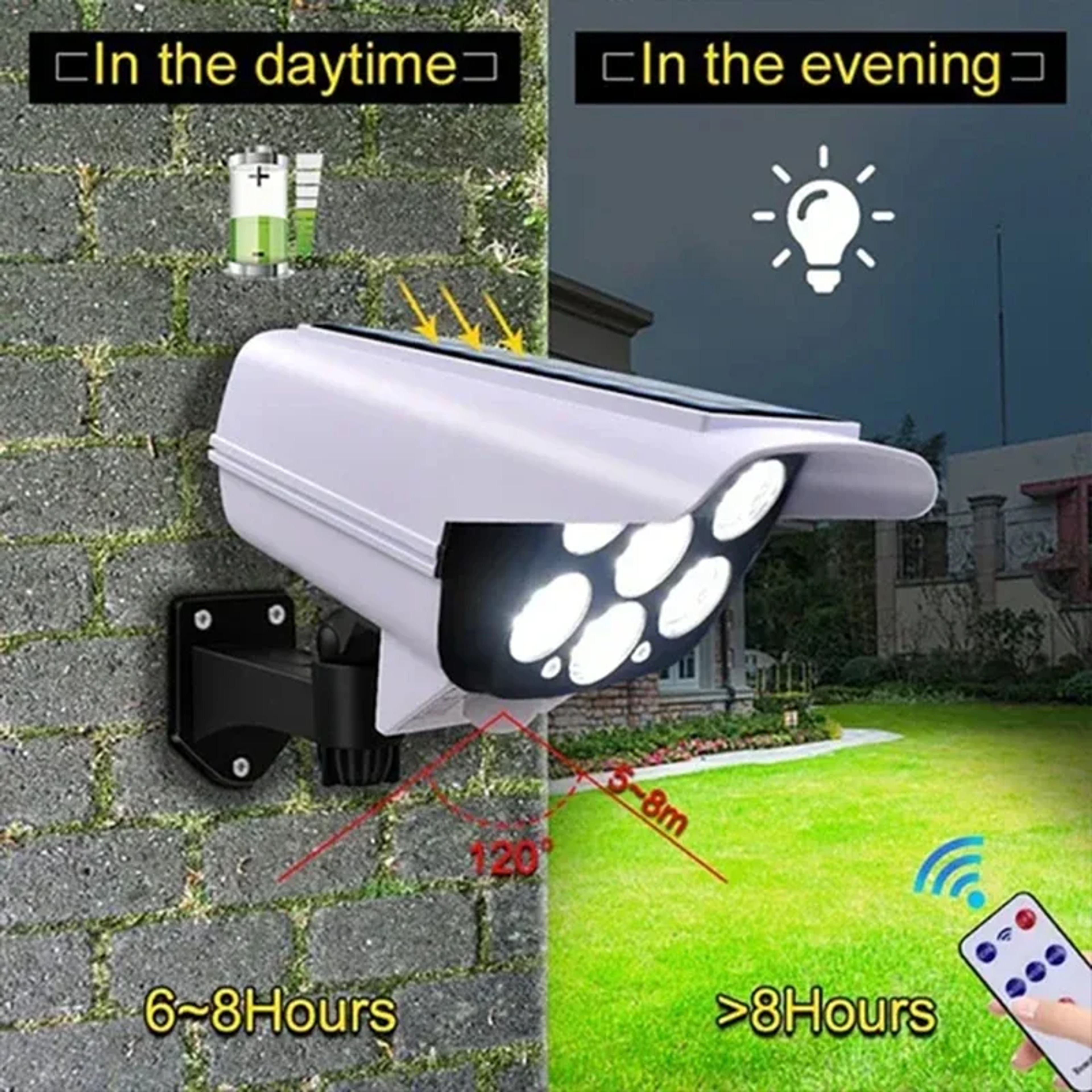 Solar Security Light Dummy Camera With Motion Sensor  Modes Outdoor Waterproof Garden Protection 3