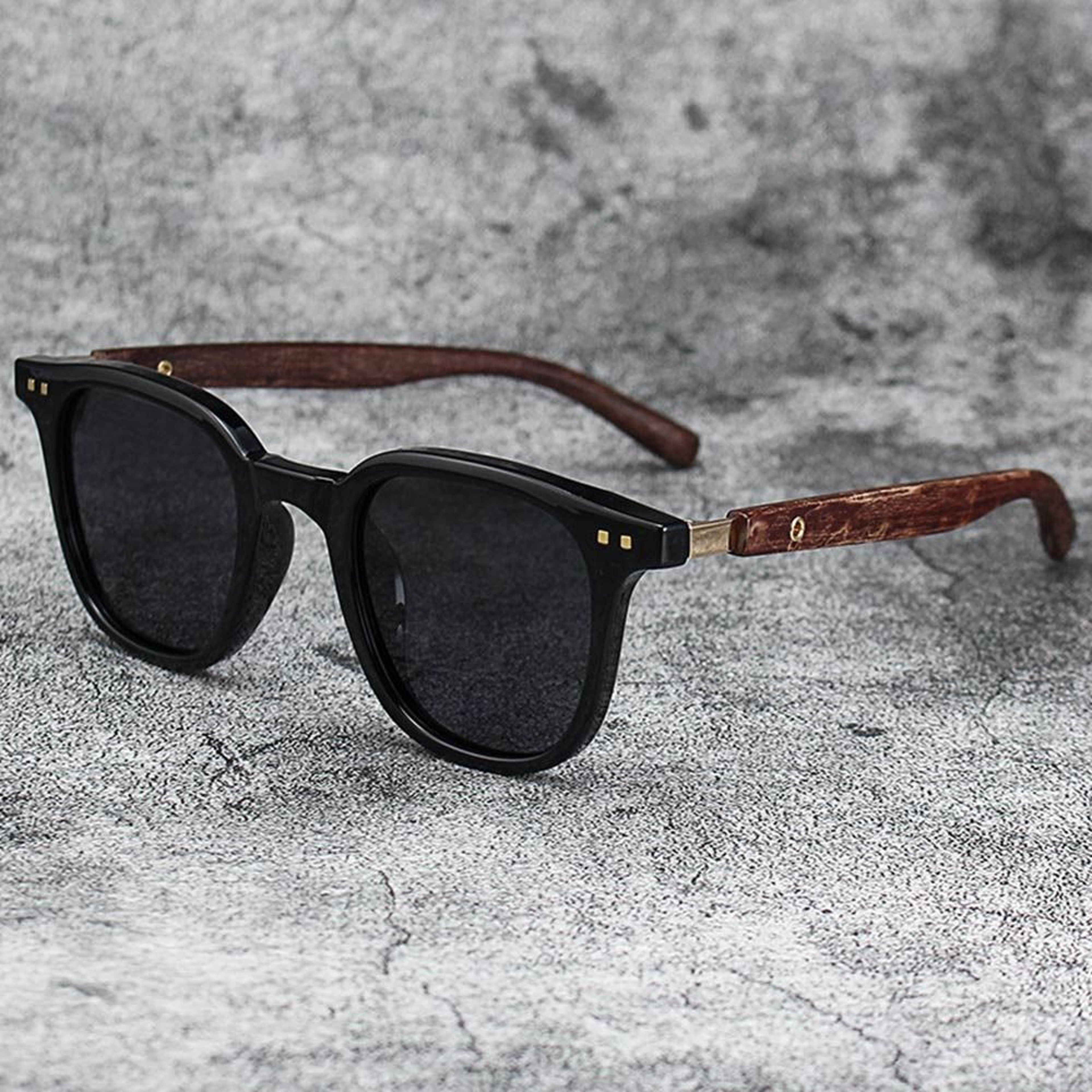 Retro Wood Grain Square Sunglasses For Men  Women Outdoor Eyewear 7