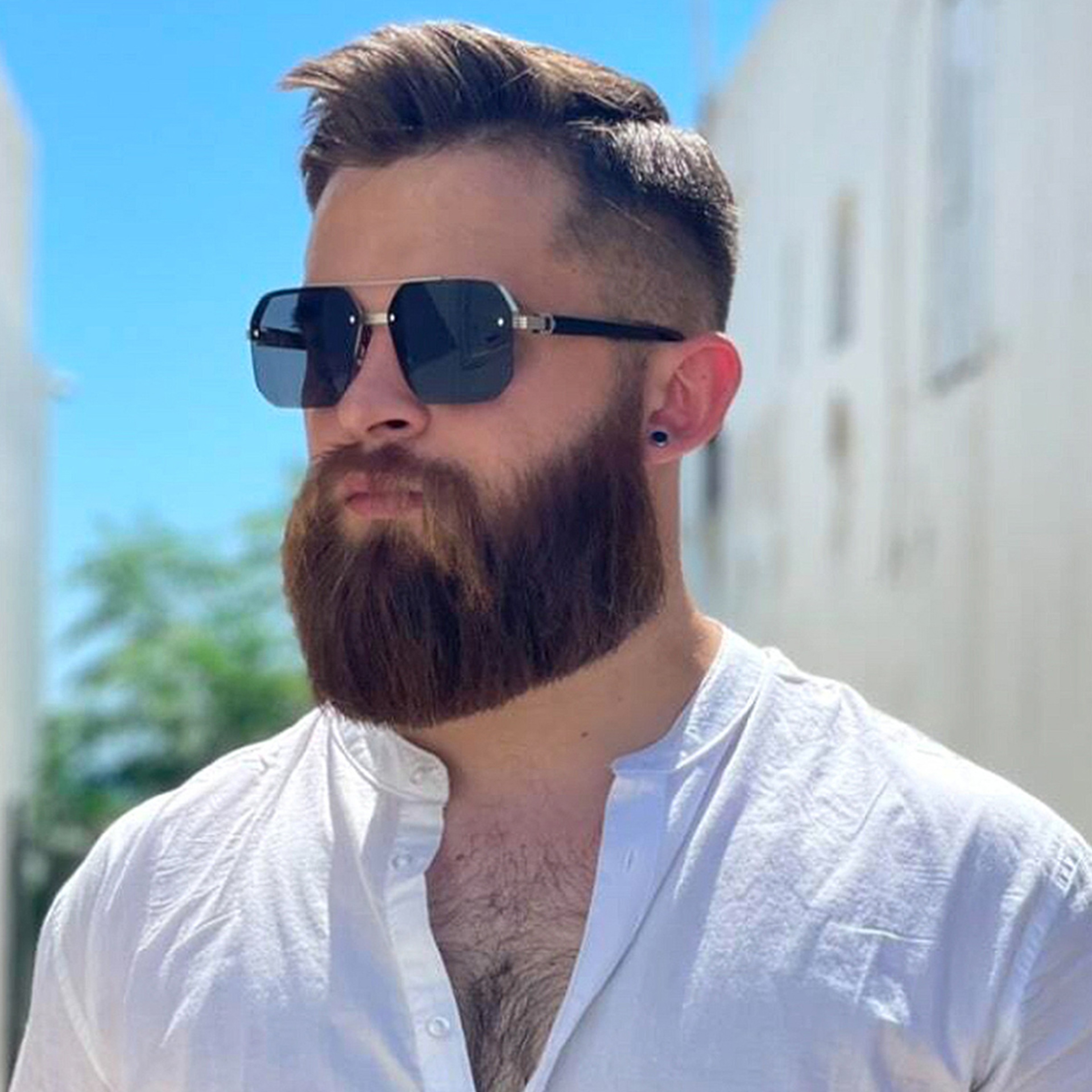 Men Retro Square Half Frame Metal Sunglasses Outdoor Sports Casual Fashion Eyewear 0