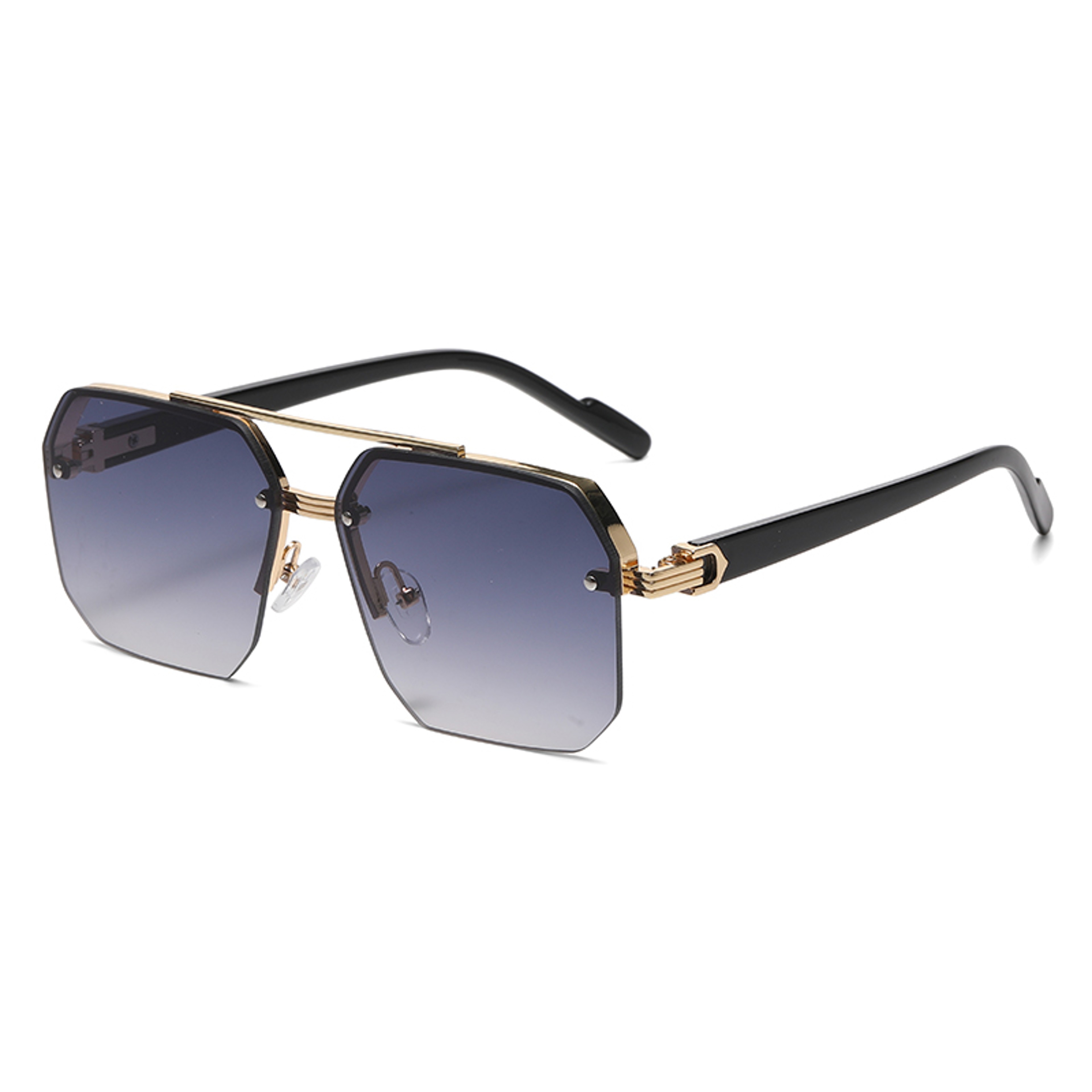 Men Retro Square Half Frame Metal Sunglasses Outdoor Sports Casual Fashion Eyewear 1
