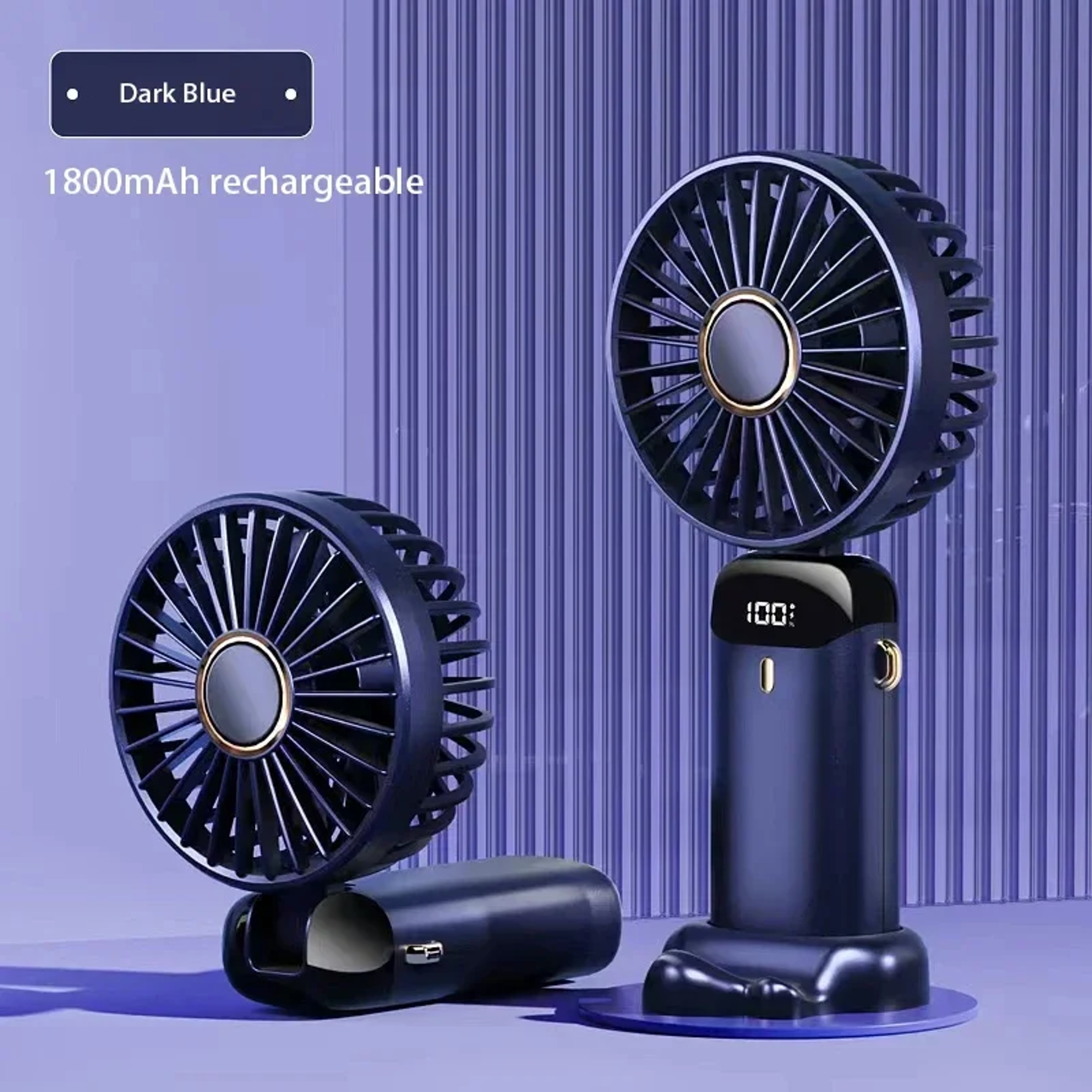 Portable Neck Fan USB Rechargeable Speed Foldable Handheld Cooling Fan With Phone Stand  Display 9
