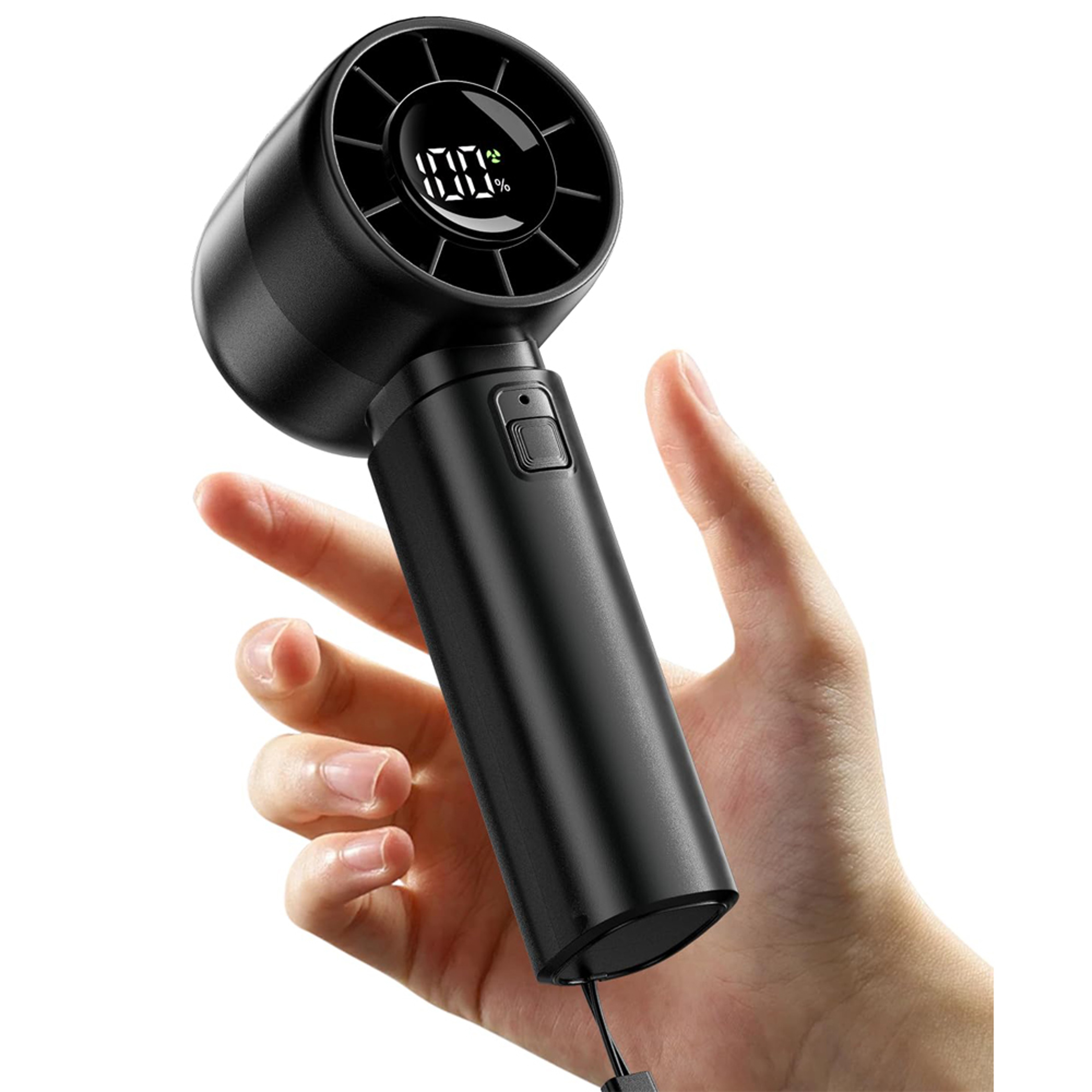 Cold Sky Rechargeable Handheld Mini Fan LED Display Speed Turbo USB Portable Cooling Fan 0