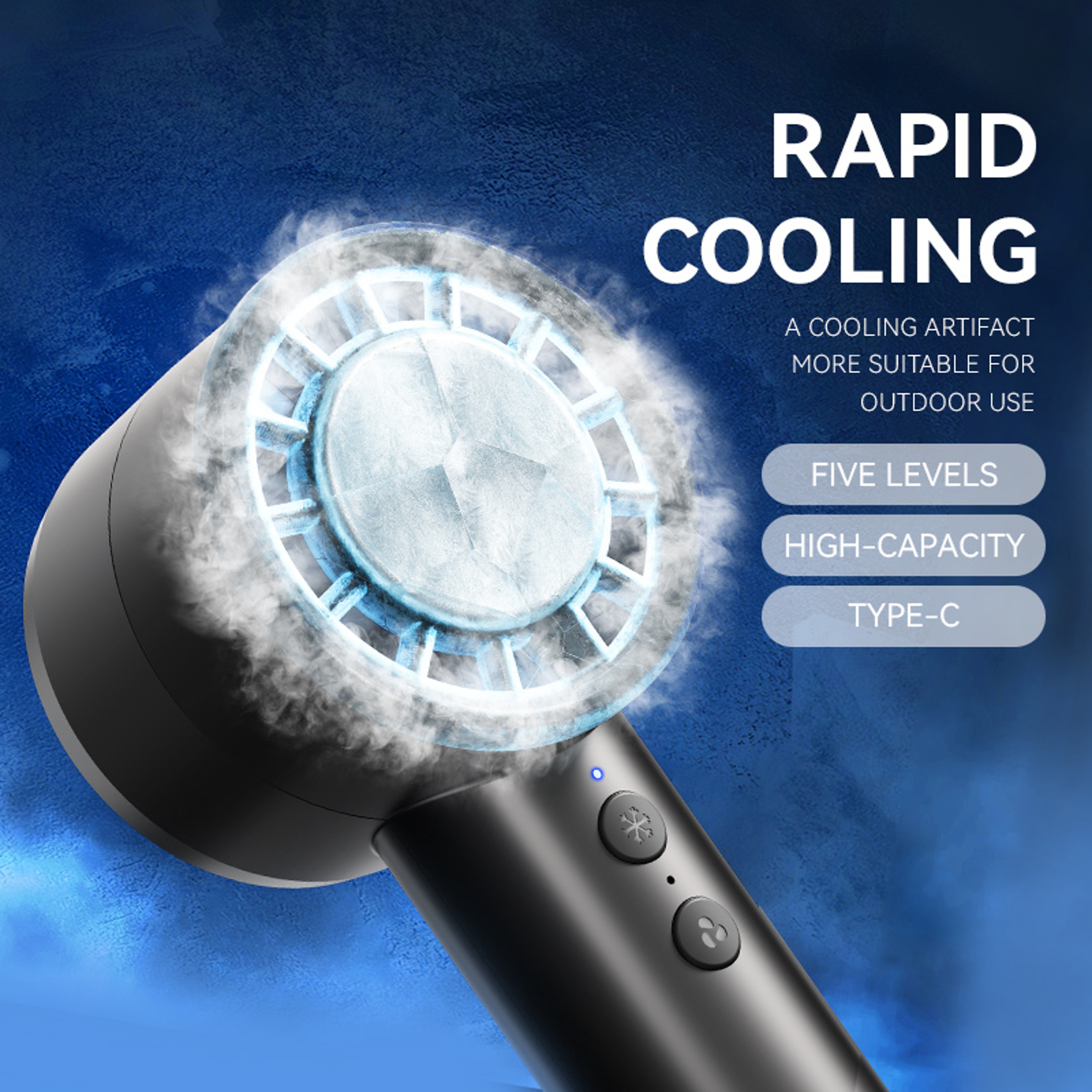 Arctic Breeze Rechargeable Portable Cooling Fan With LED Display  Turbo Airflow 2